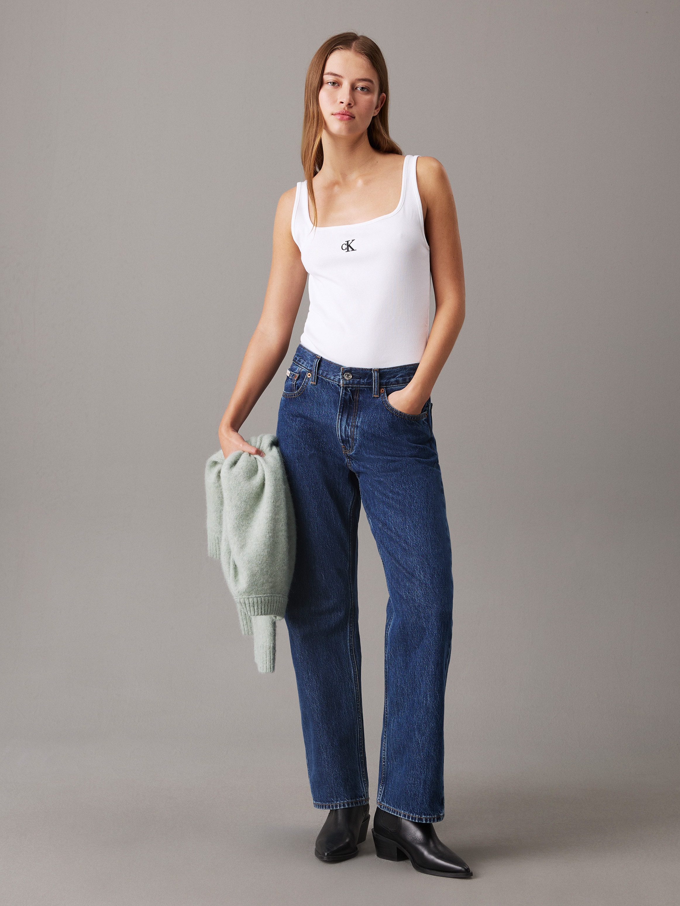 Calvin Klein Jeans Débardeur »CK RIB TANK TOP« mit eckigem Ausschnitt