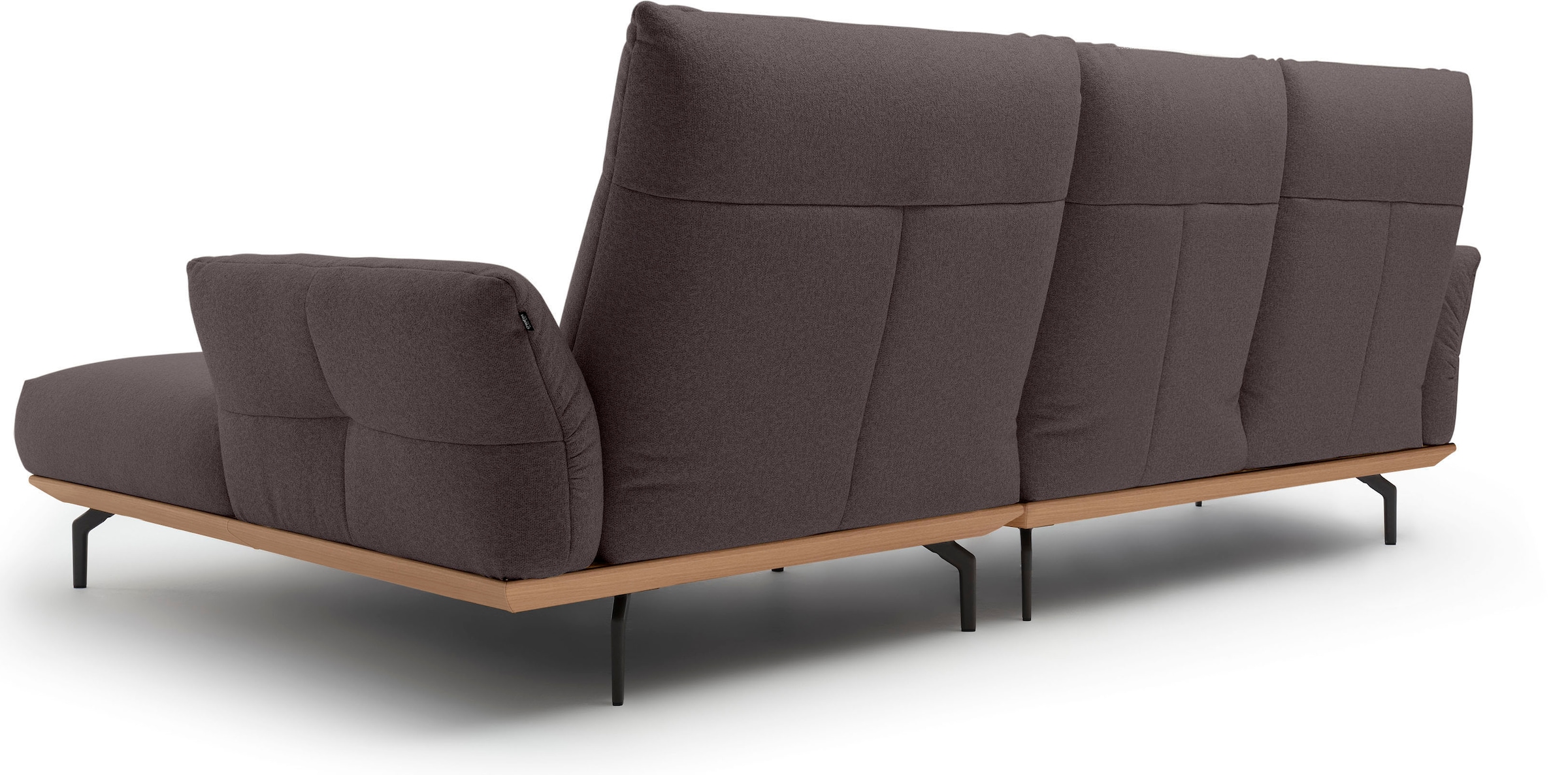 Creation BY ROLF BENZ Canapé d'angle »CR.460 Designsofa mit verstellbarer Rückenlehne, hochwertig & bequem« socle en chêne, pieds en aluminium moulé gris ombre, largeur 298 cm