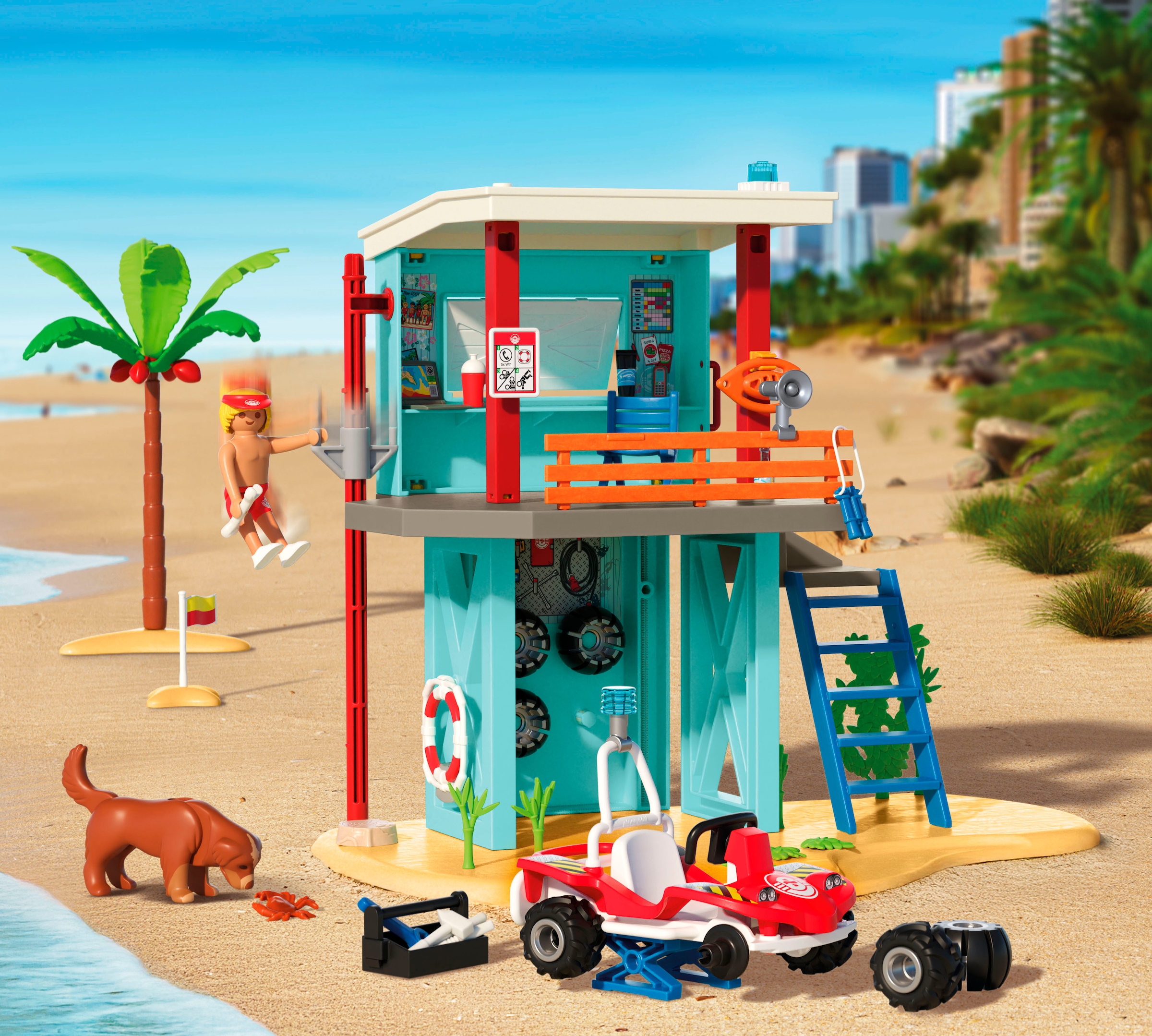 Playmobil® Jeu de construction »Rettungsturm mit Beach buggy (71903), My Life« fabriqué en Europe