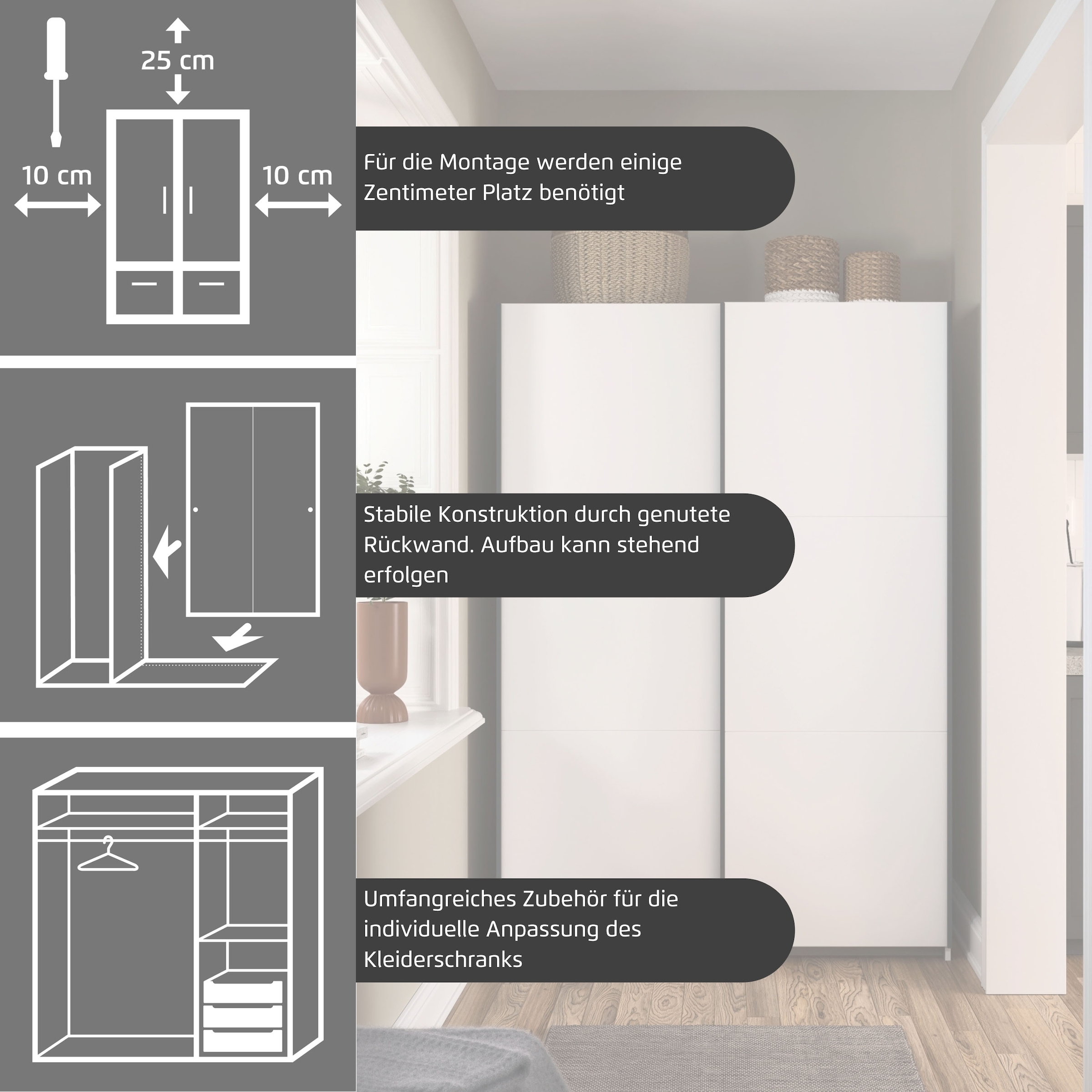 GOODproduct Schwebetürenschrank »PAULLY Schlafzimmerschrank Garderobe  Preiskracher« Kleiderschrank Breite 131 cm Bestseller MADE IN GERMANY