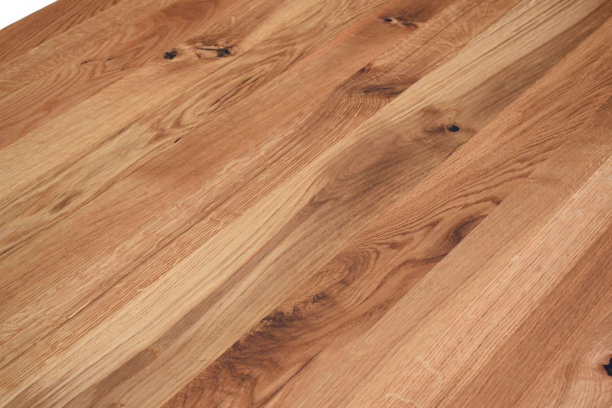 Home affaire Esstisch »Talwiese Küchentisch, U-Form Metallgestell, Wildeiche massiv geölt« Baum Kante oder Schweizer Kante, erhältlich in 3 Grössen und 2 Farben