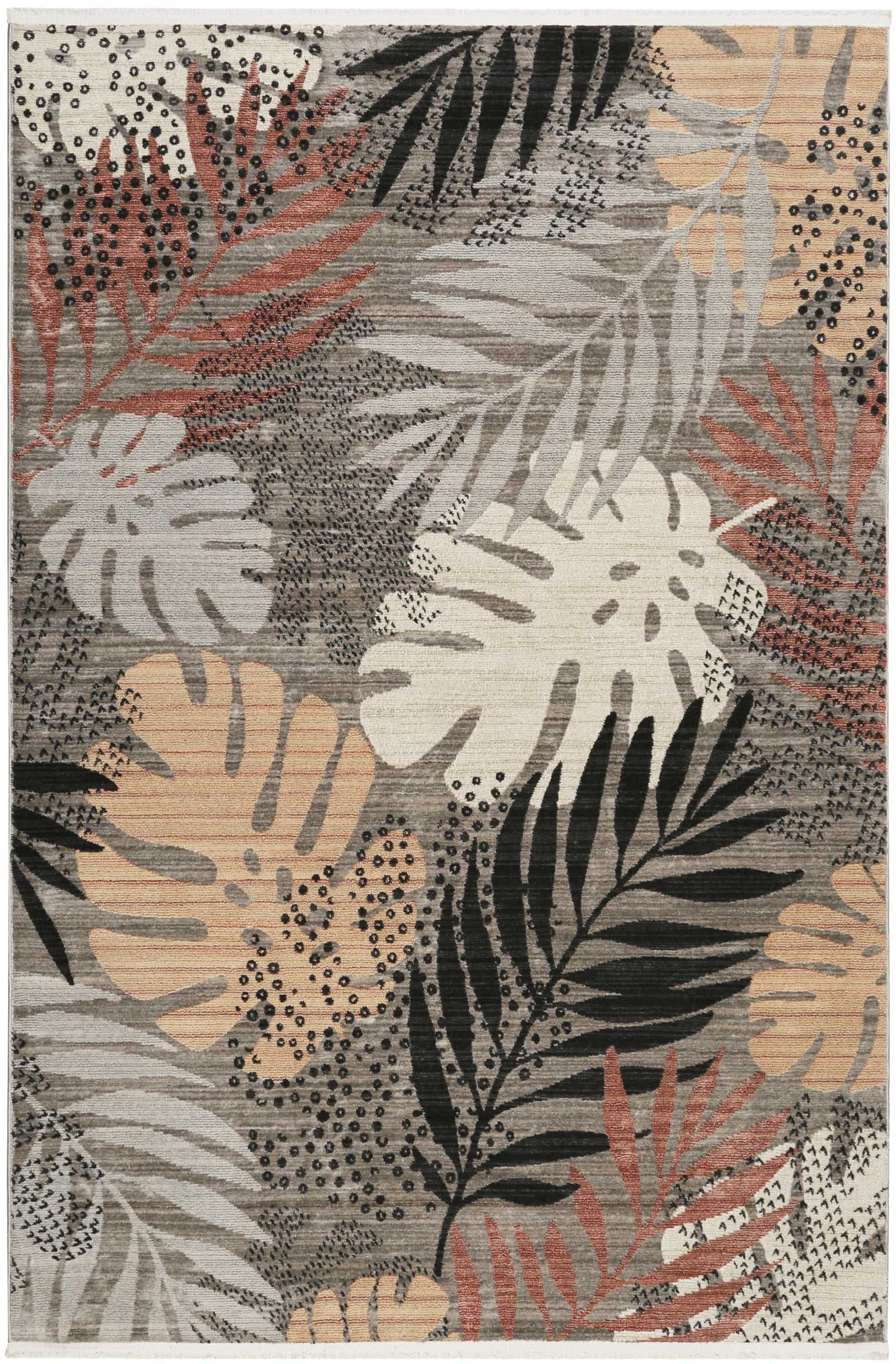 Esprit Teppich »Florence ESP-21077« rechteckig 7 mm Höhe Moderner Designteppich mit Fransen, Dschungel, Wohnzimmer