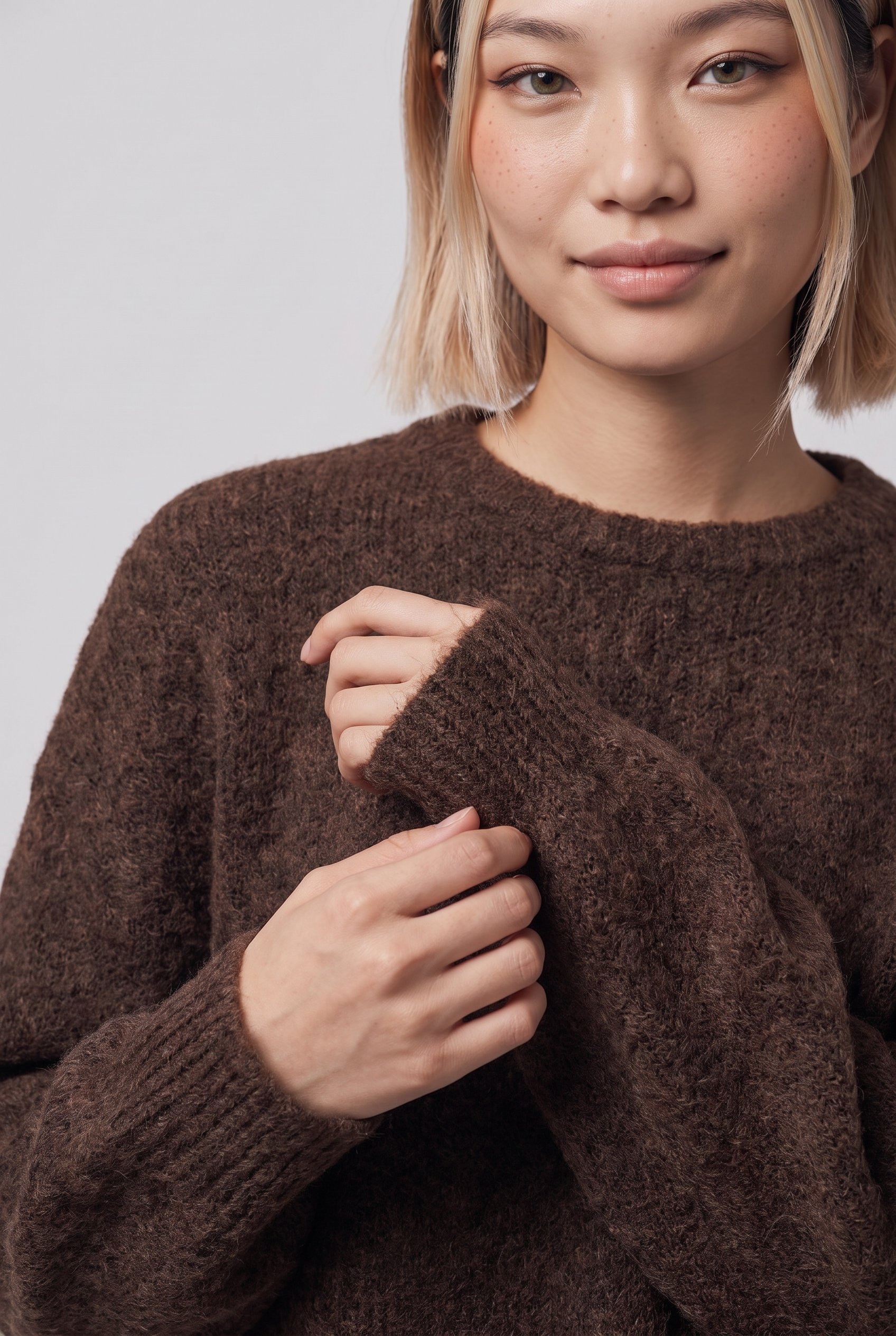 ONLY Strickpullover »ONLNELLIE LS O-NECK KNT NOOS« Materialmix, regular fit