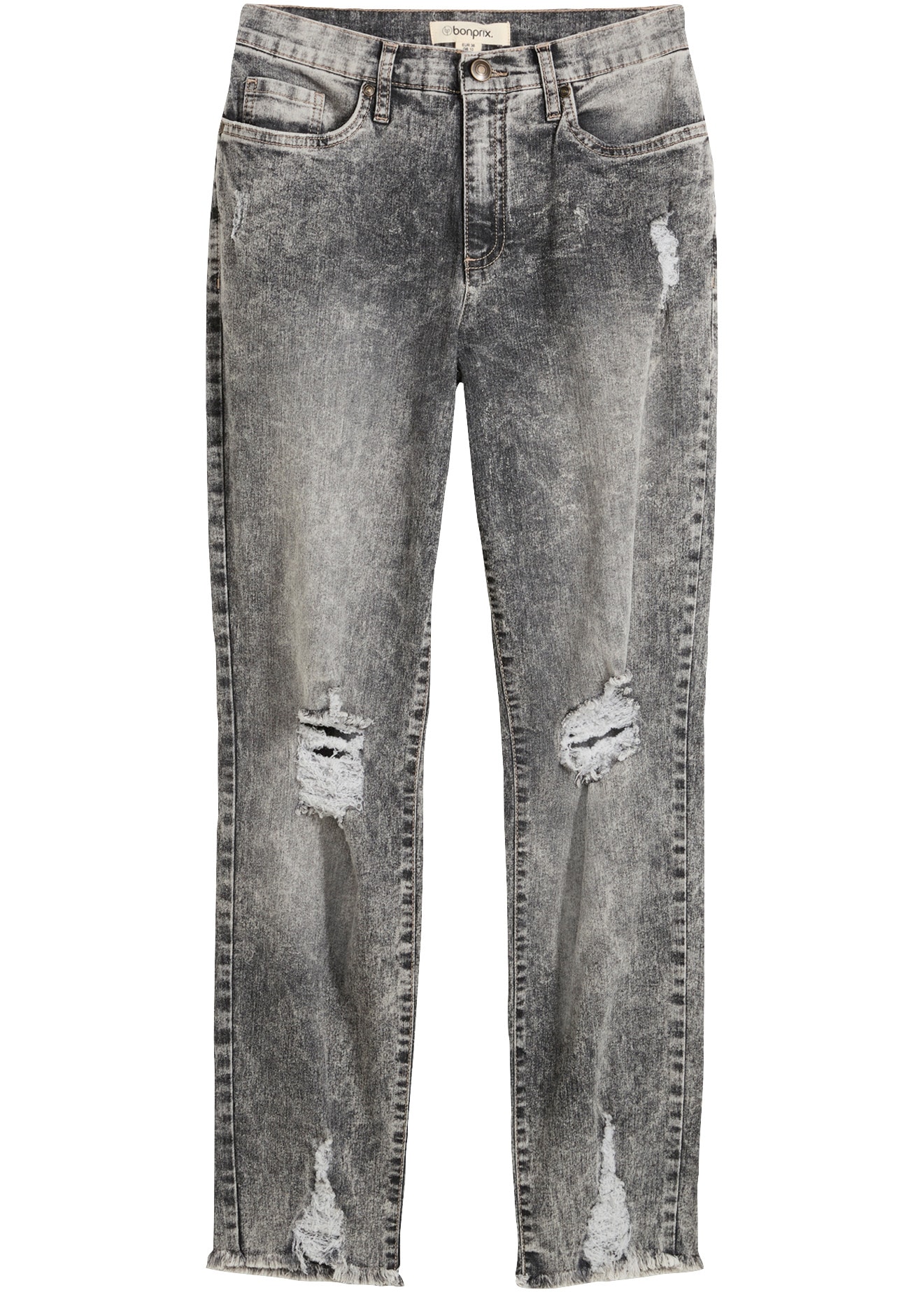 bonprix Jeans mom coupe tendance, Regular Fit, ourlet effiloché