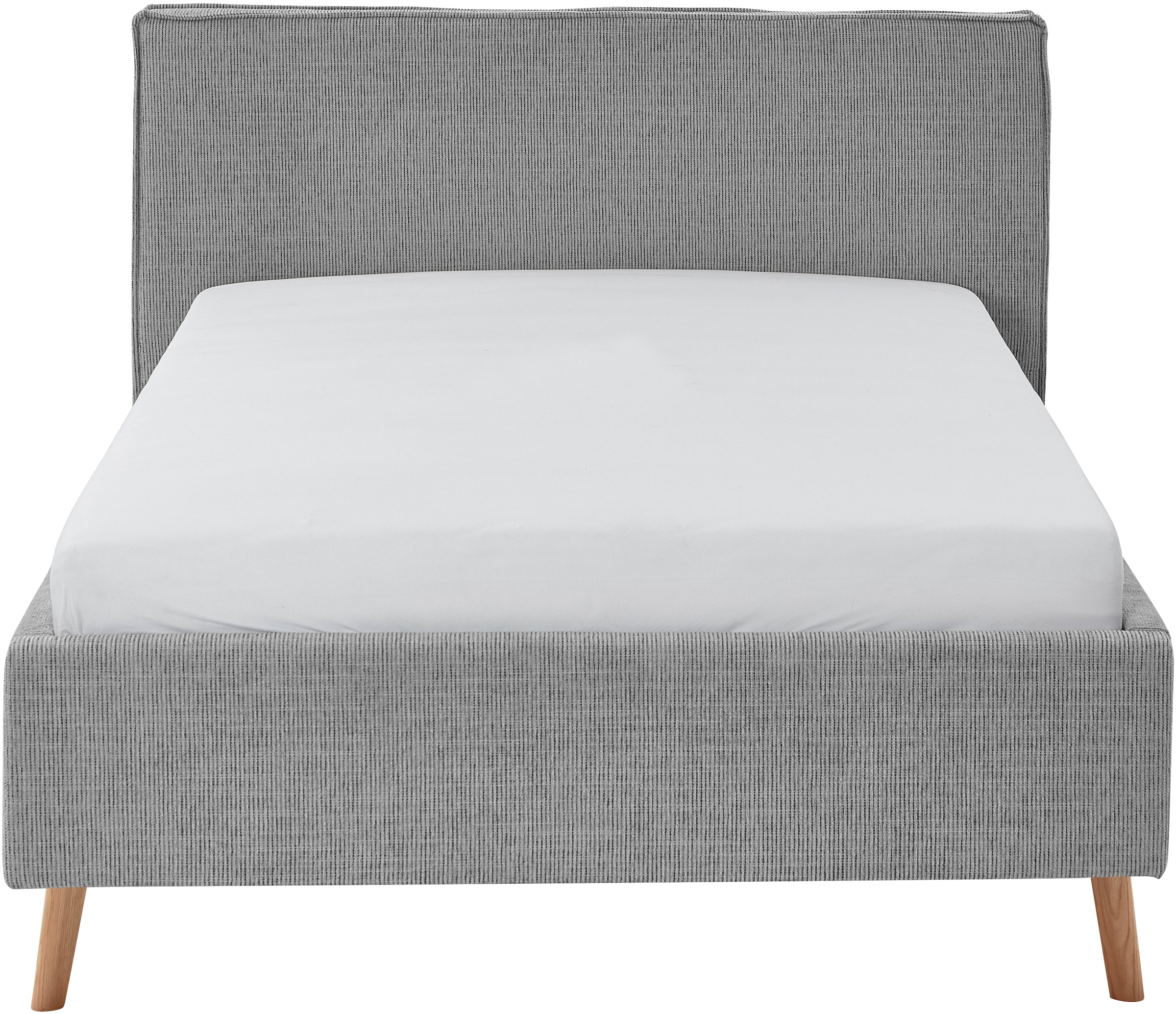 meise.möbel Polsterbett »Riva« mit eichefarbigen Holzfüssen, wahlweise mit Bettkasten und Lattenrost