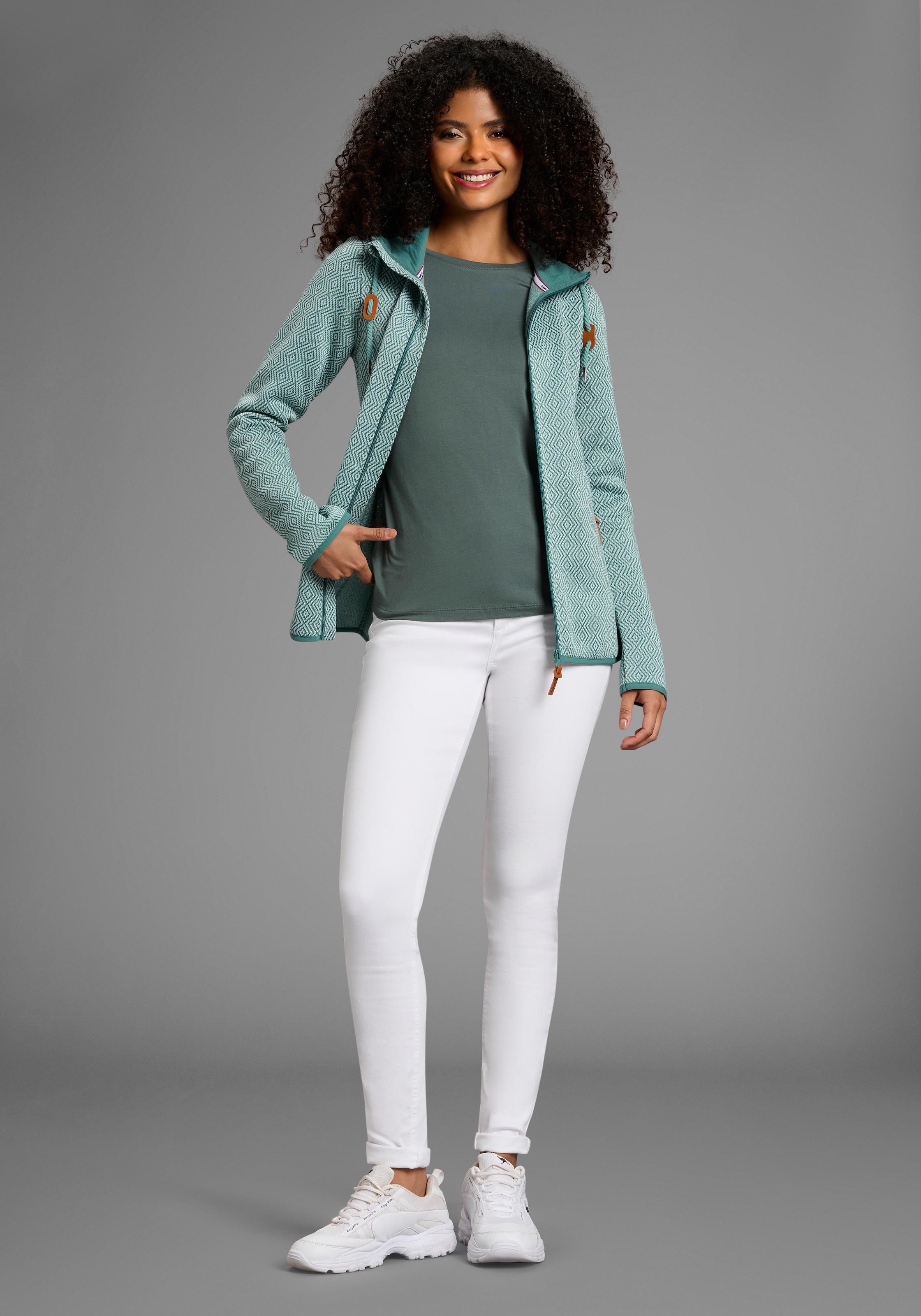 KangaROOS Veste polaire mit Kapuze gemusterte Struktur, mit Kapuze