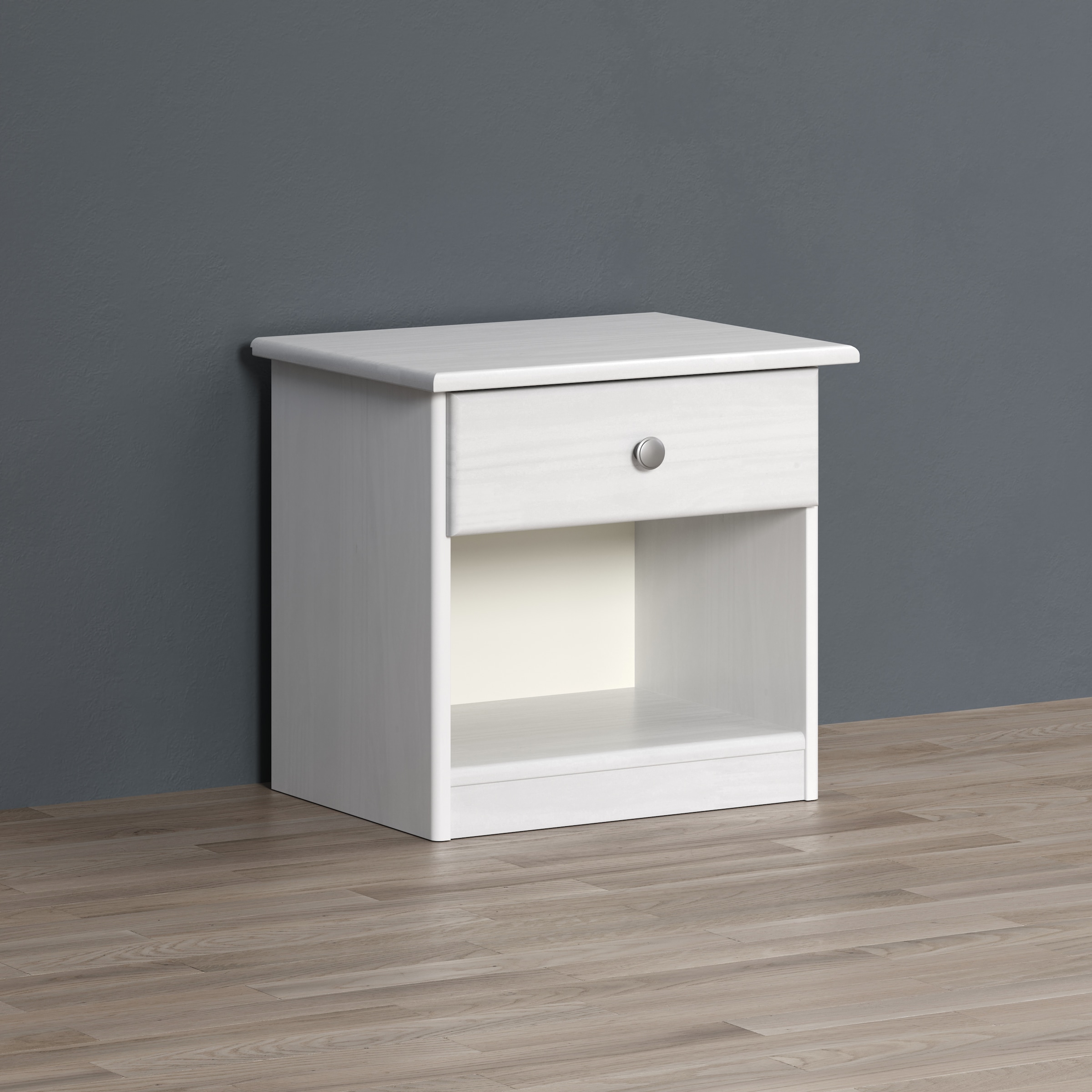 Home affaire Table de nuit »Delsbo Nachtschrank Schrank Schlafzimmer Beistellschrank« Landhaus Design aus Kiefernholz, 1 cuis tlg. Massivholz Nachttisch Weiss lackiert - Nachtkonsole (B/T/H) 44/34/41 cm