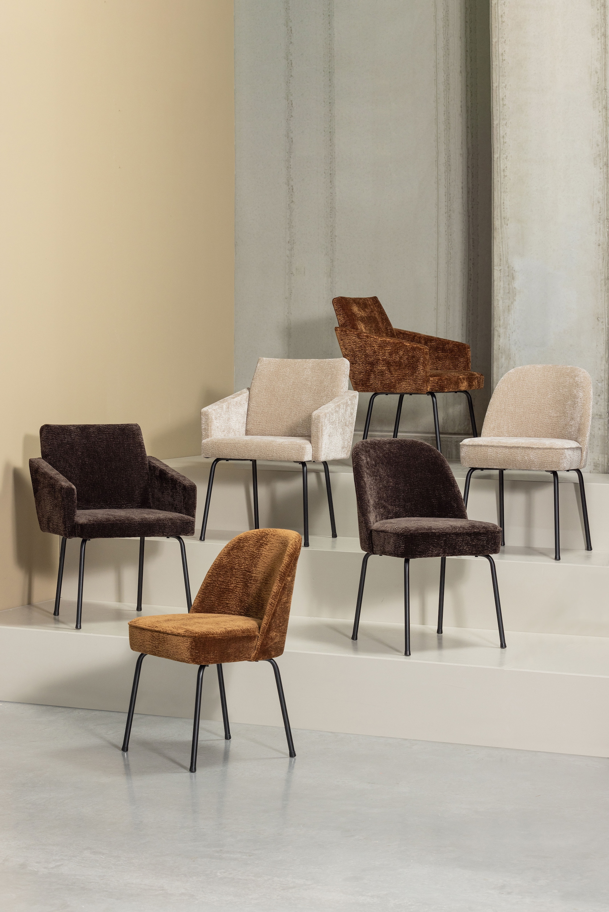 WOOOD Esszimmerstuhl »Vogue mit bezug und 3D-Muster, B 50 x T 57 x H 83 cm (2er-Set)« (Set) 2 Stk.Chenille-Texturbezug mit Maximale Verschleissfestigkeit, Pfleiglicht