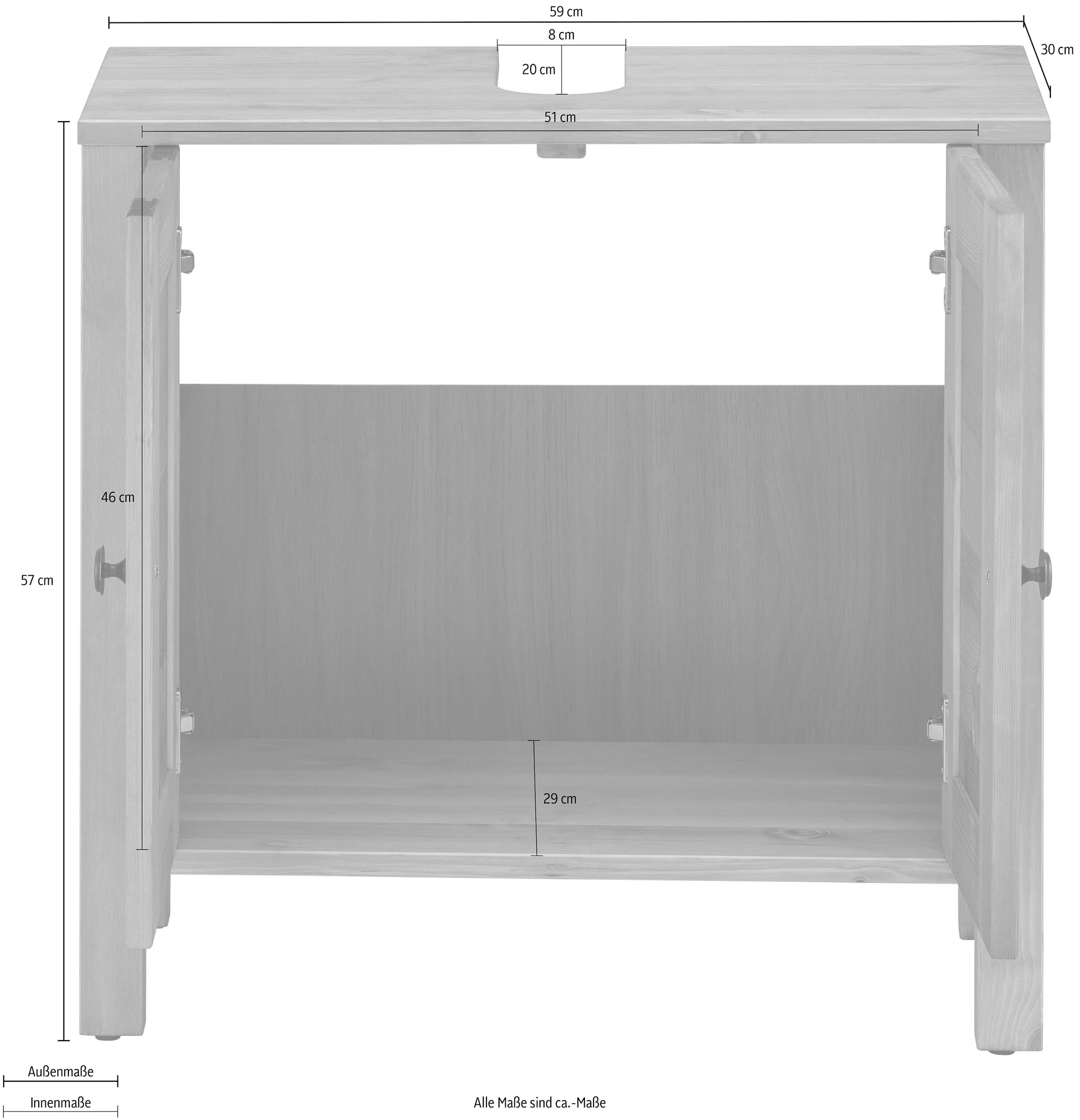 GOODproduct Armoire sous lavabo »Ayanna« aus Massivholz, FSC®, Lamellenfront, Höhe 57 cm, Breite 59 cm