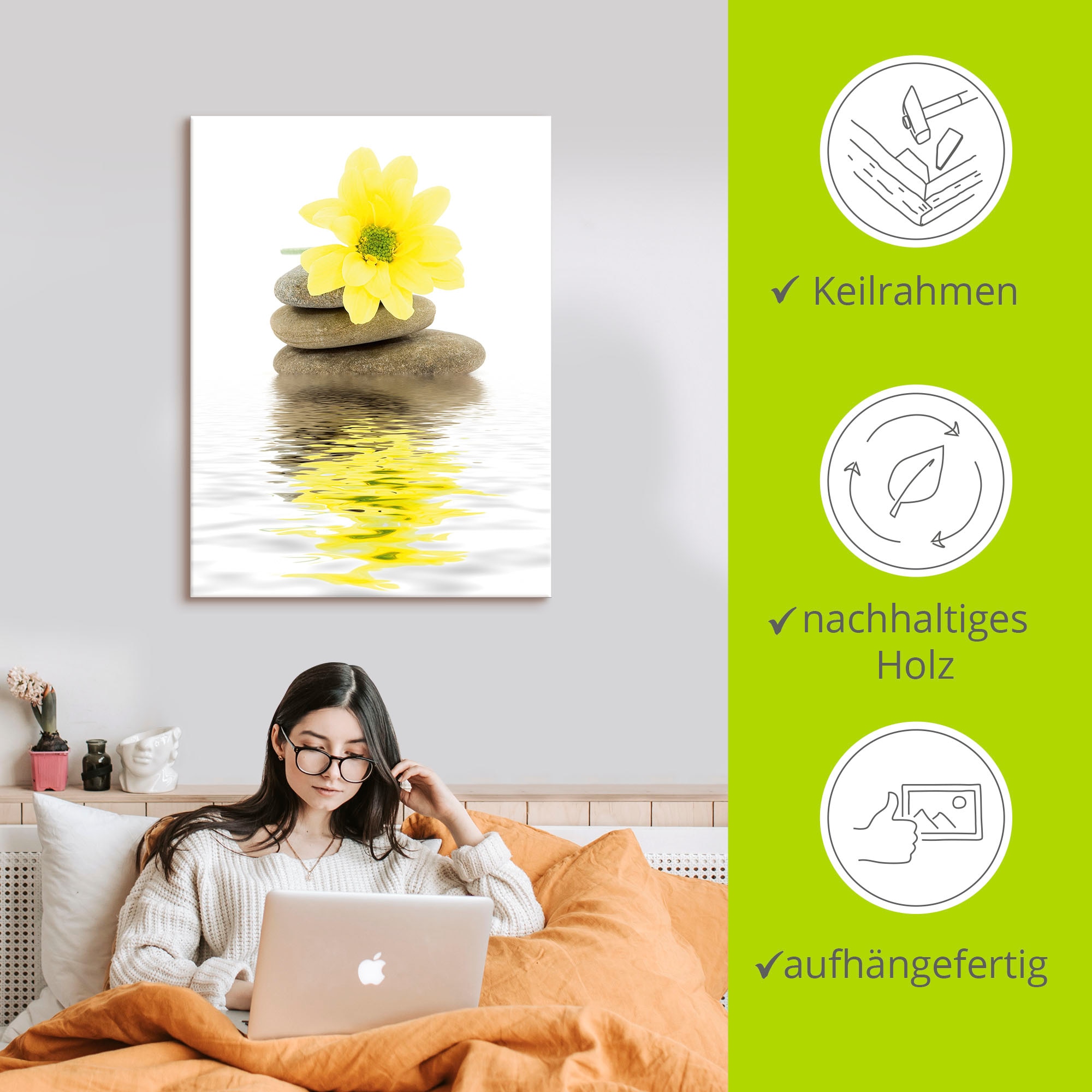 Artland Fresque murale »Zen Spa Steine mit Blumen II« 1 cuis tlg. als Leinwandbild, Poster in verschied. Grössen