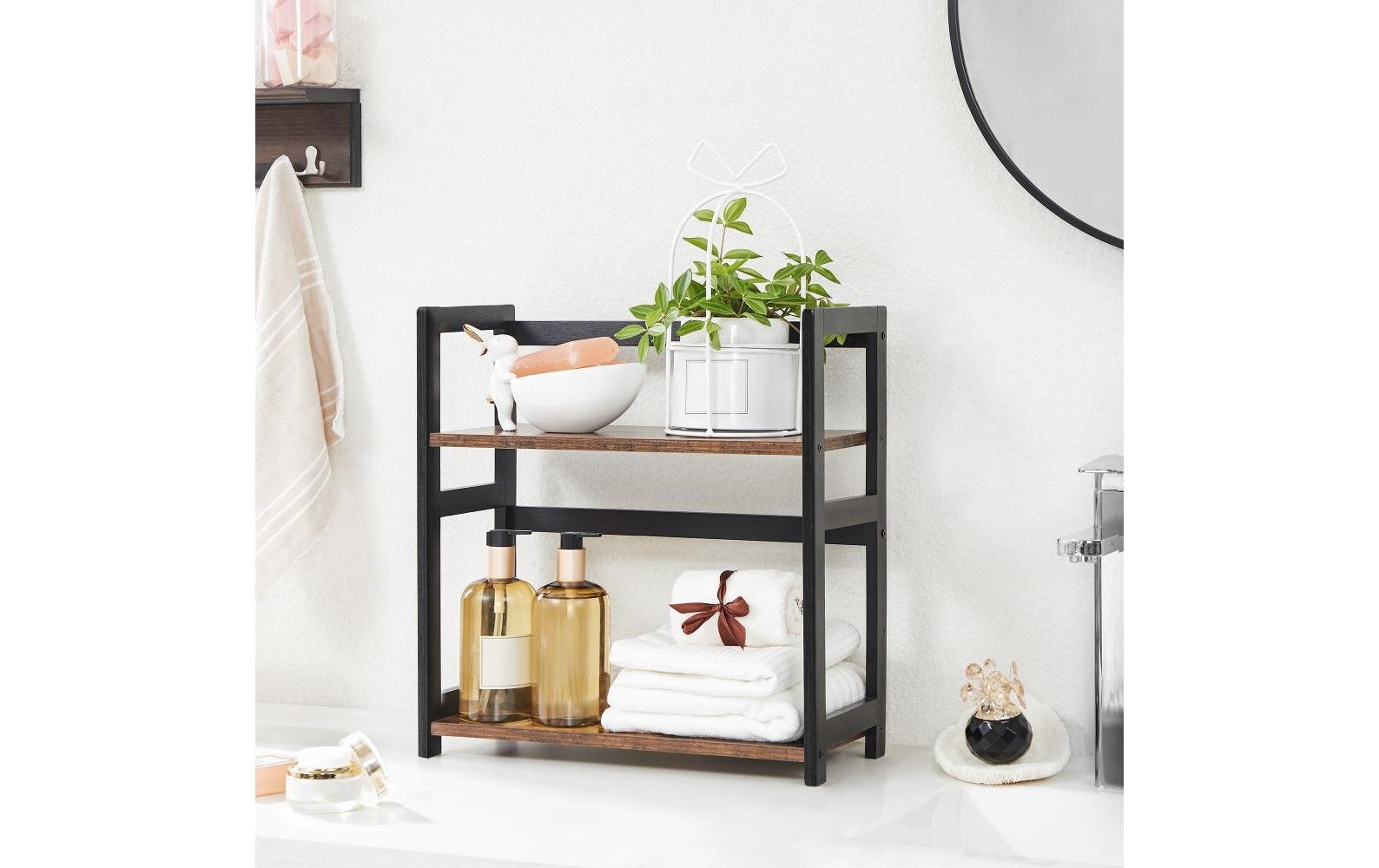 SONGMICS Étagère »2 Ebenen, Braun/Schwarz«