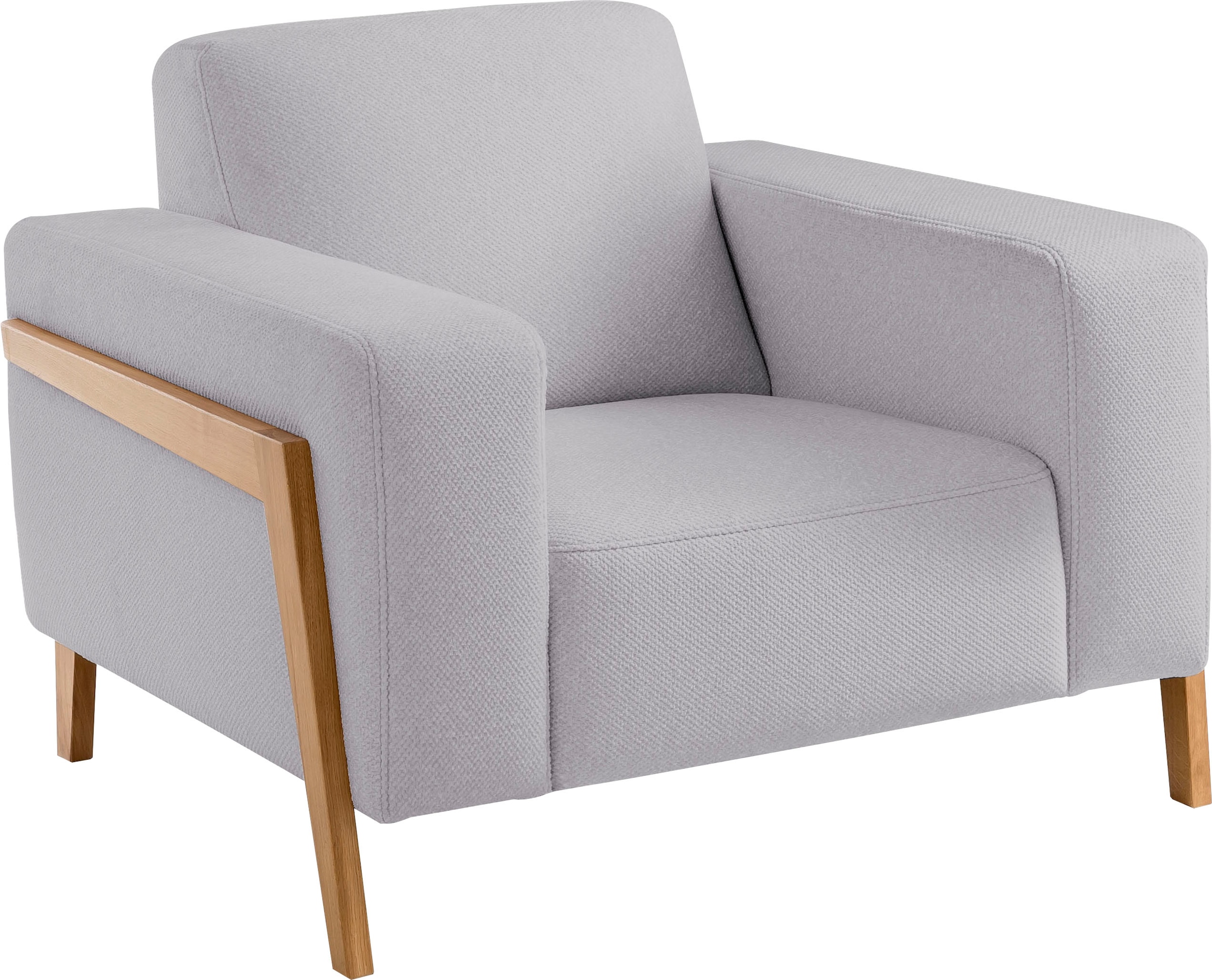 exxpo - sofa fashion Fauteuil »Starr, Loungesessel, Scandic Design mit Sichtholz am Armteil« im Scandinavian Design, mit Massive Holzfüsse, frei im Raum stellbar