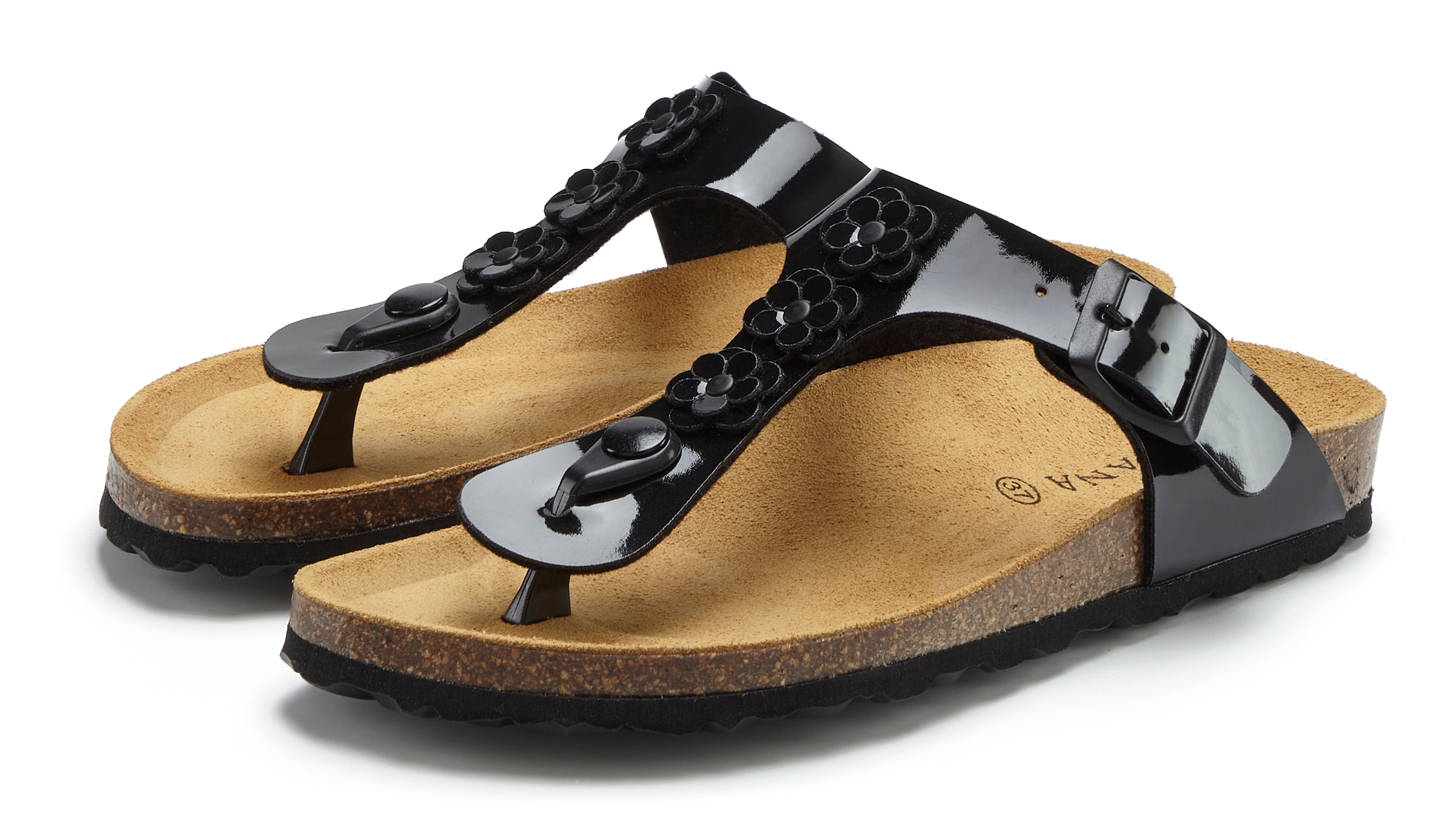 LASCANA Zehentrenner »Sandale, Pantolette, offener Schuh, Sommerschuh,«  mit komfortablem Korkfussbett