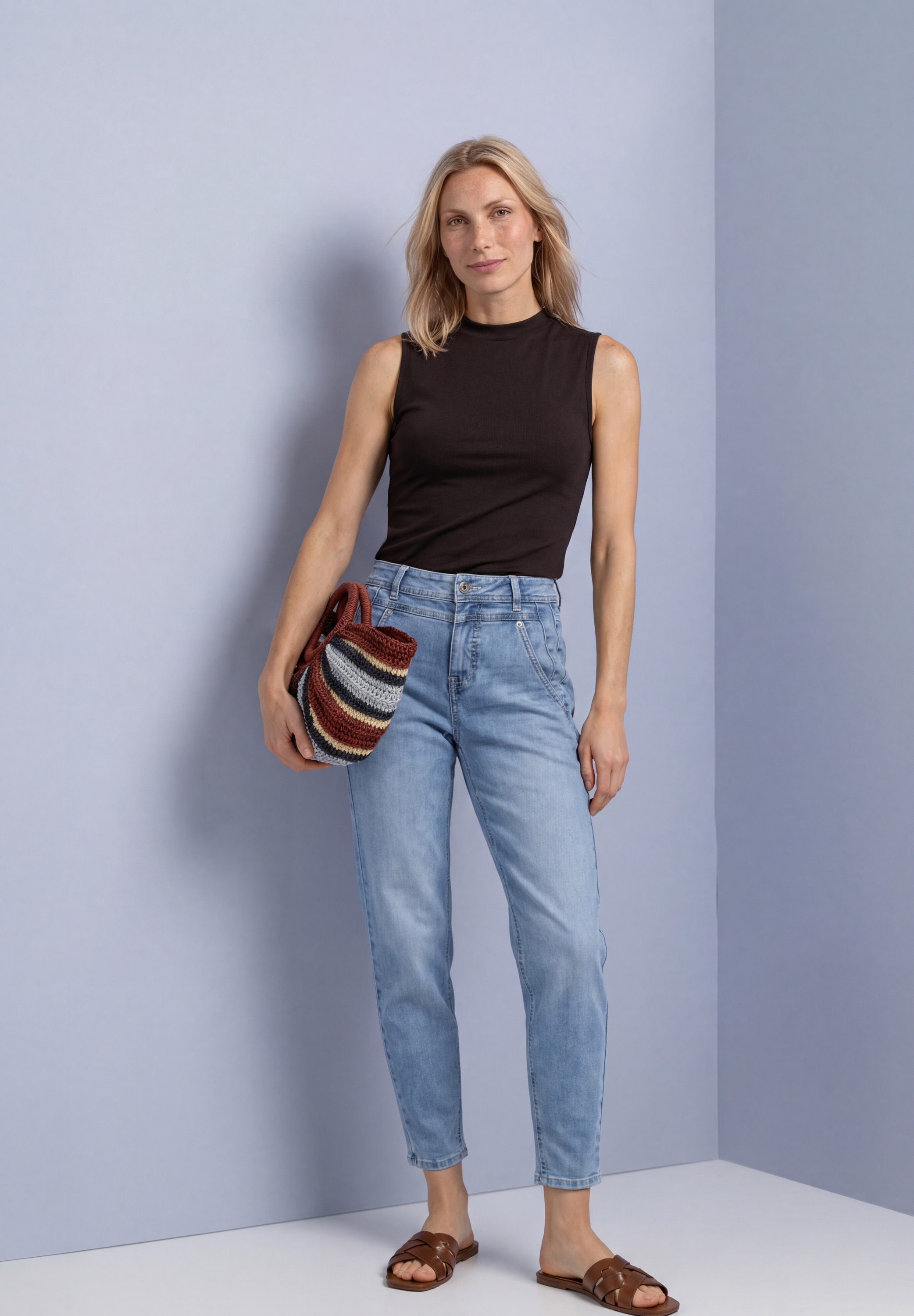 STREET ONE Haut de chemise Top d'été effet soie avec col roulé