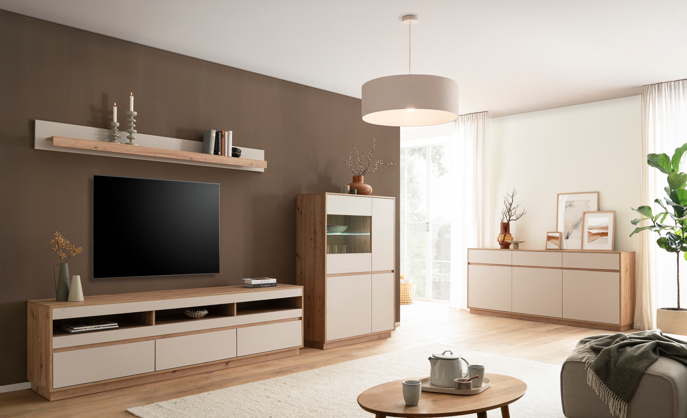 Home affaire Tableau mural »Sonora, modernes Wandregal, Wandhalter mit Ablagefläche, 189 cm breit« vielseitig einsetzbares Hängeregal, in zwei Grössen verfügbar