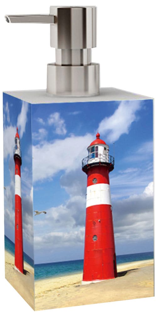 Sanilo Set d'accessoires de salle de bain »Leuchtturm« WC-Sitz, Badteppich, Stöpsel, Seifenspender und WC-Bürste