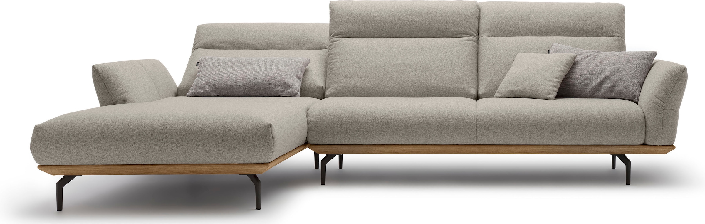 Creation BY ROLF BENZ Canapé d'angle »CR.460 Design-Sofa der Extraklasse, verstellbare Rückenlehne, L-Form« socle en noyer, pieds d'angle en gris ombre, largeur 318 cm