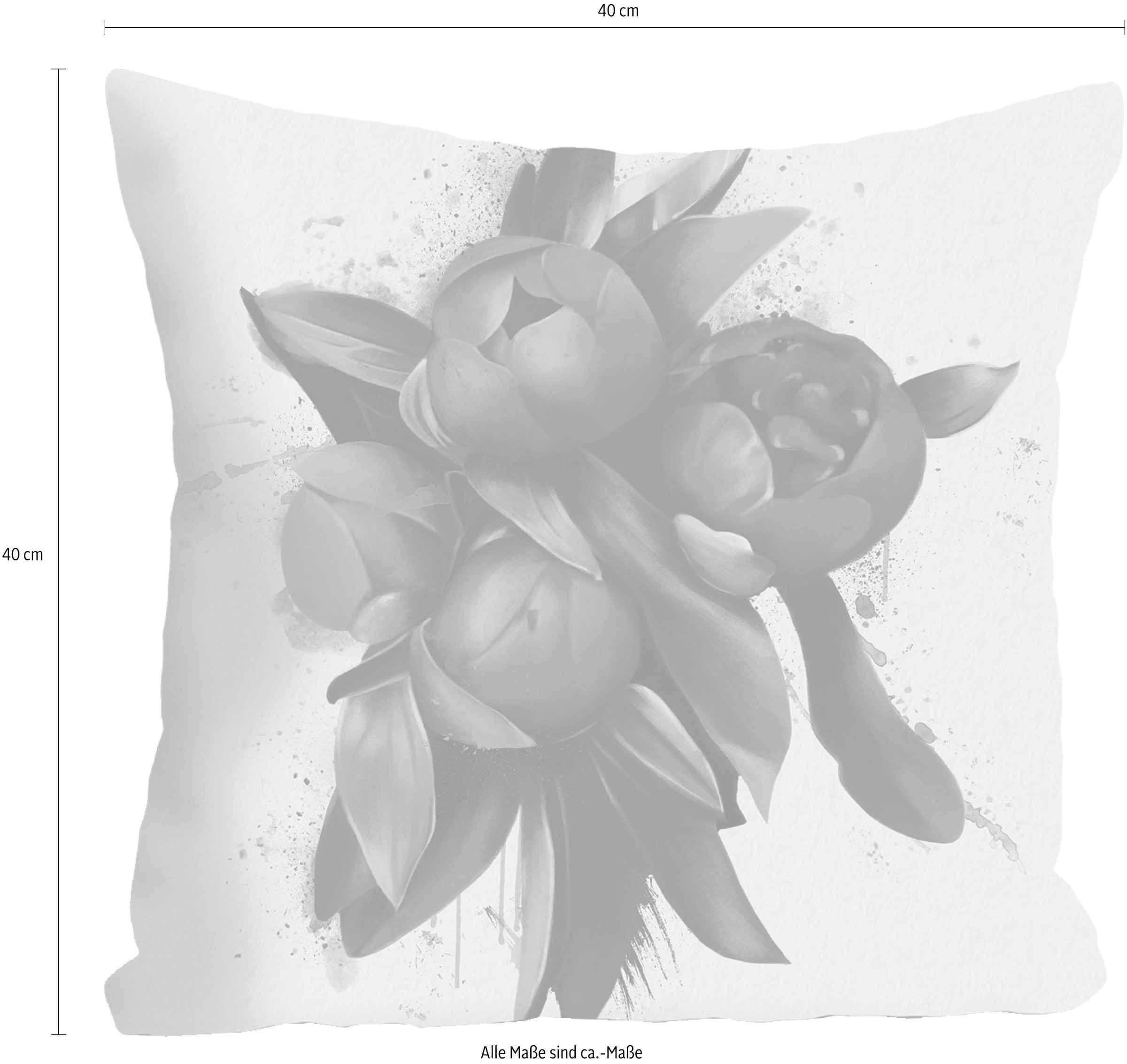 queence Dekokissen »»rote blüten«« Kissenhülle ohne Füllung, 1 Stück