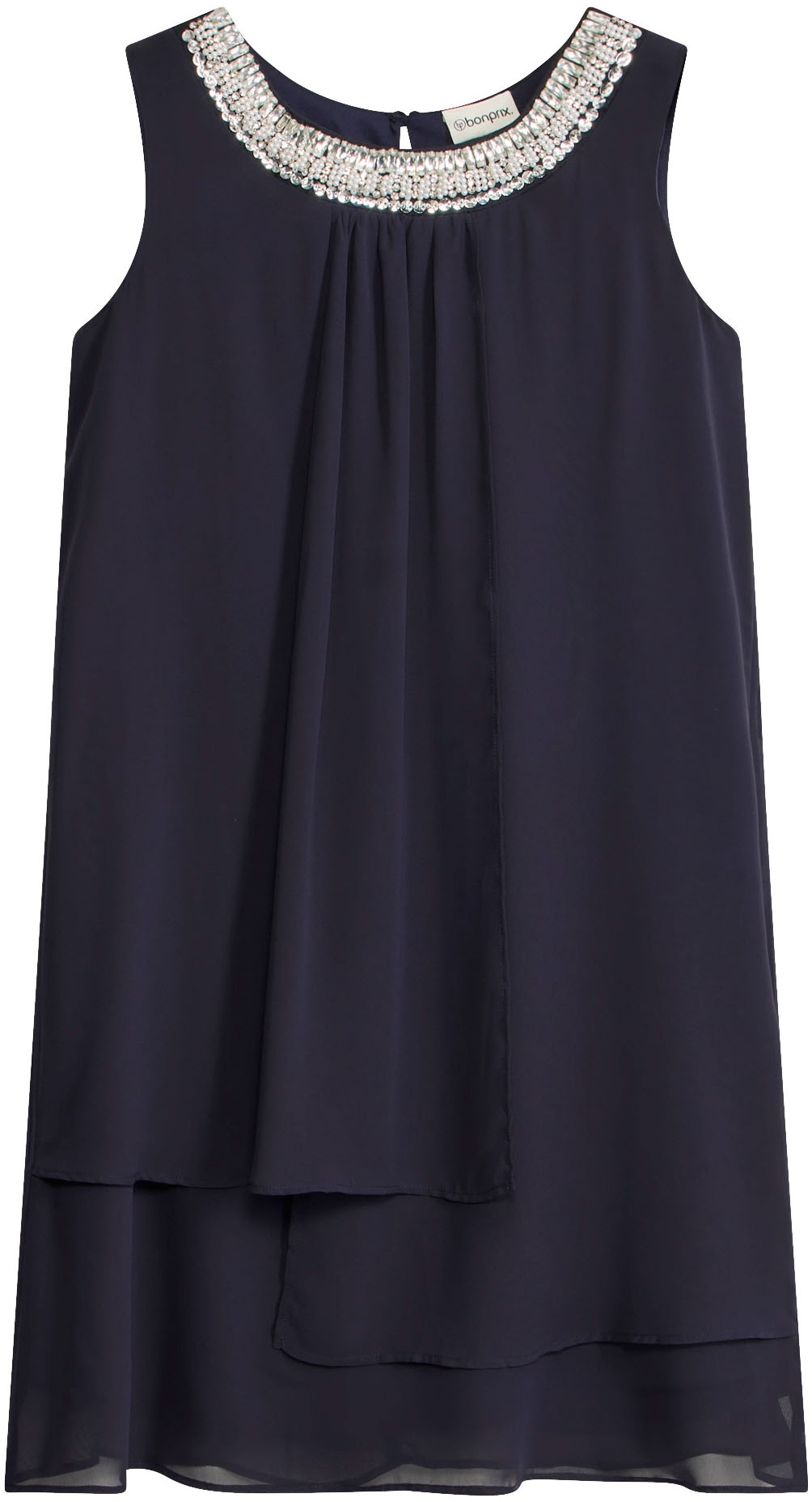 bonprix Robe en mousseline de soie robe de fête, avec application de strass, en chiffon