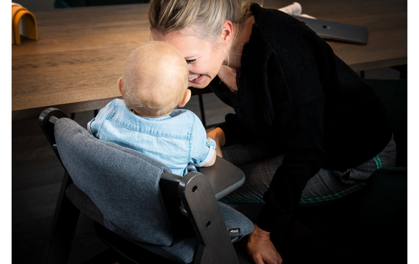 Hauck Housse de siège pour enfant »Select, jersey charcoal« pour la chaise haute en bois ALPHA+ et d'autres modèles