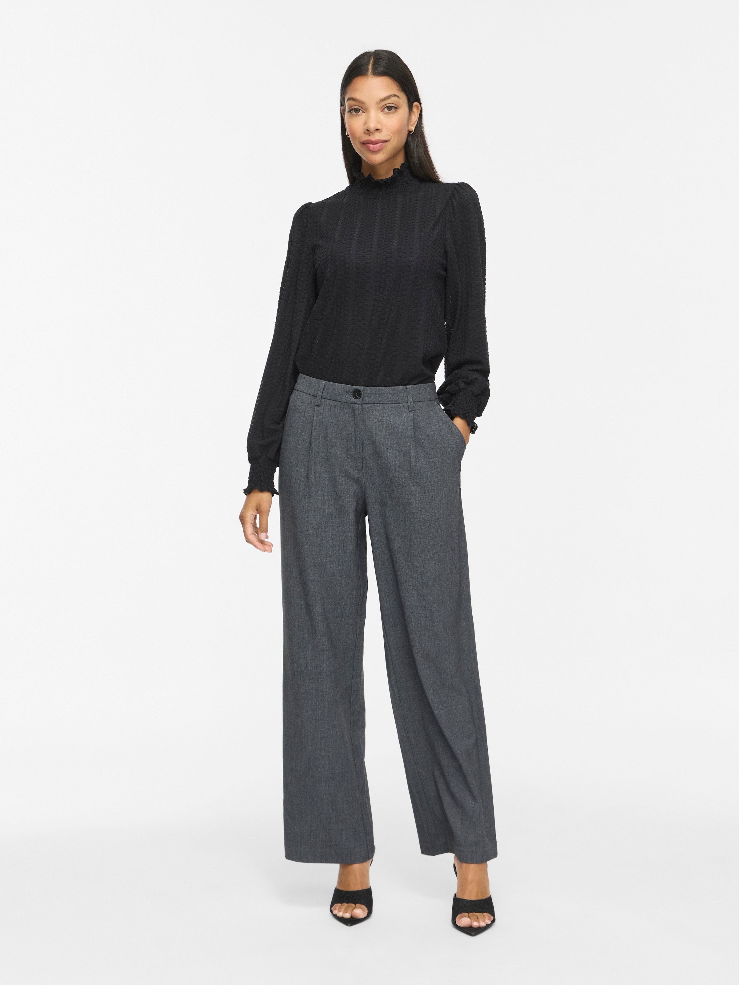 Vila T-shirt à col montant »VILYRI L/S SMOCK TOP - NOOS« mélange de matériaux