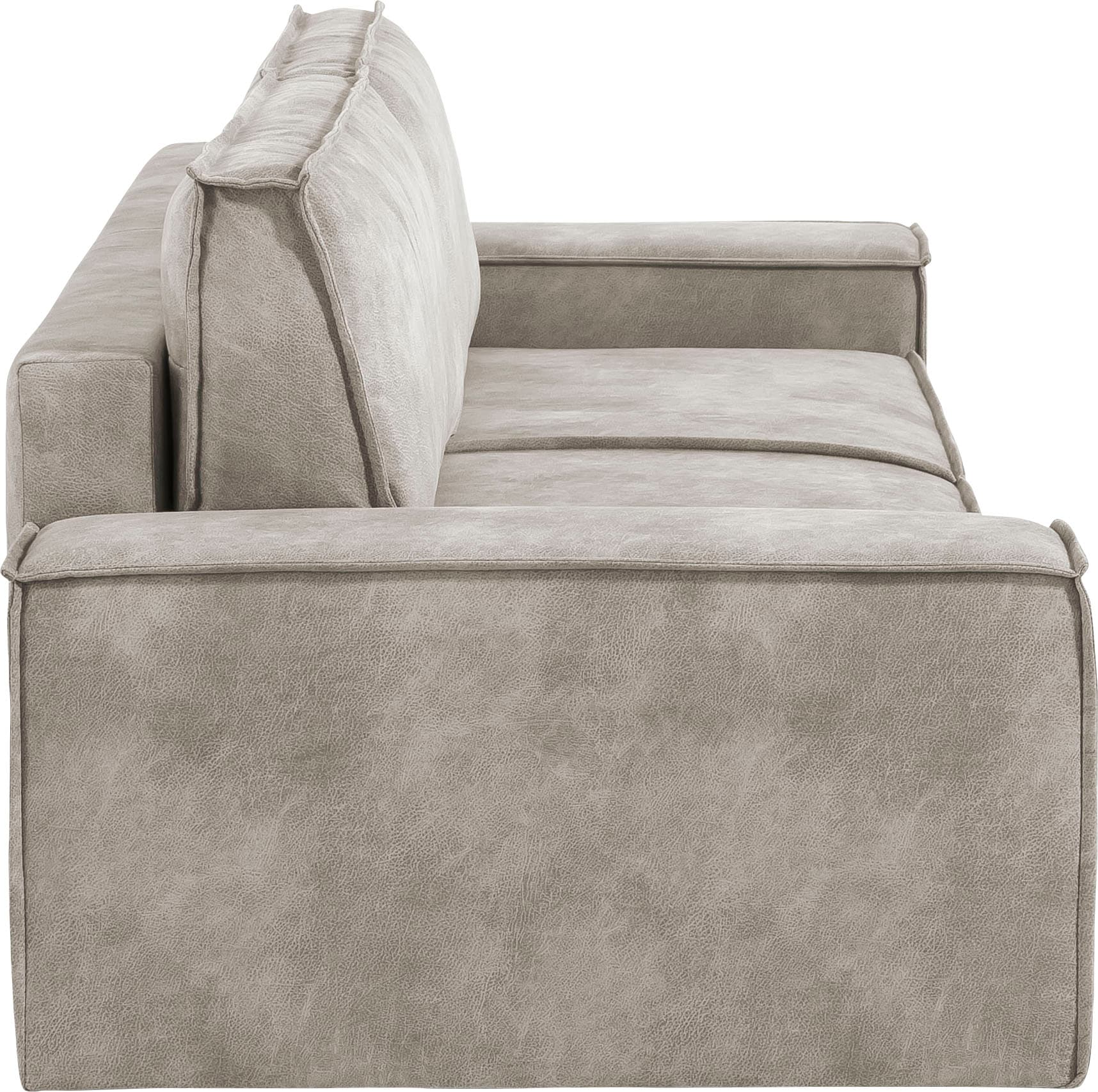 GOODproduct 3-Sitzer »SHERWOOD Vintage Lederoptik Schlafsofa (257cm)« Schlaffunktion mit Bettkasten (ca. 136/200cm)