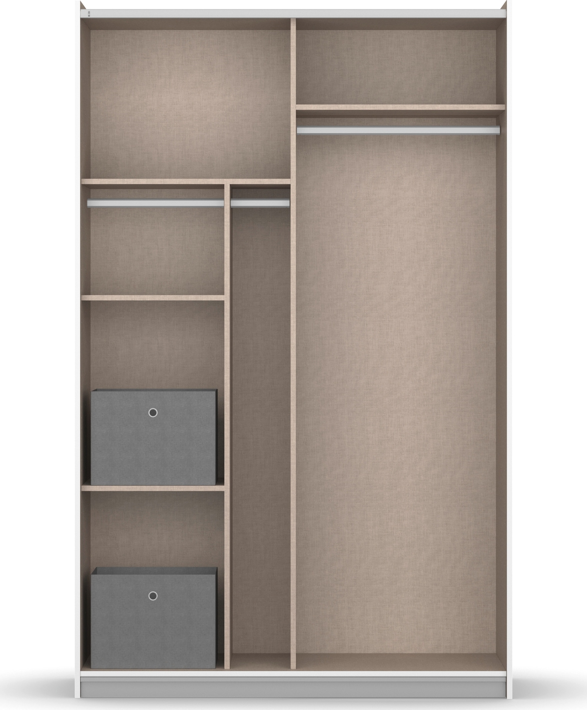 rauch Kleiderschrank »Schwebetürenschrank Schrank Garderobe Schlafzimmer Ankleide REFLECT« Graumetallic, Spiegelfront, mit praktischen Stoffboxen MADE IN GERMANY