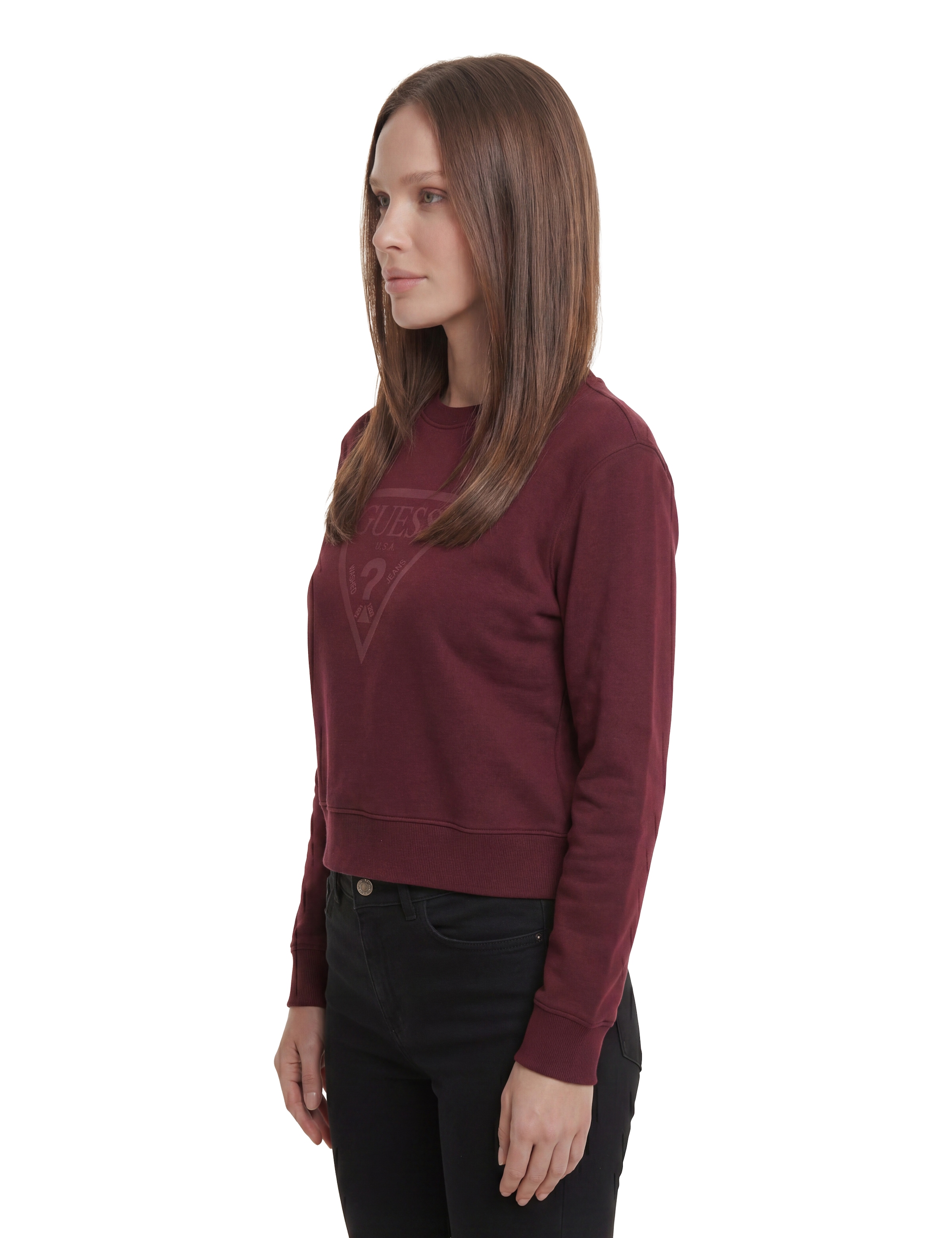 Guess Sweat-shirt »NEW CN BASIC TRIANGLE«, mit tonalem Logodruck, Baumwollmix
