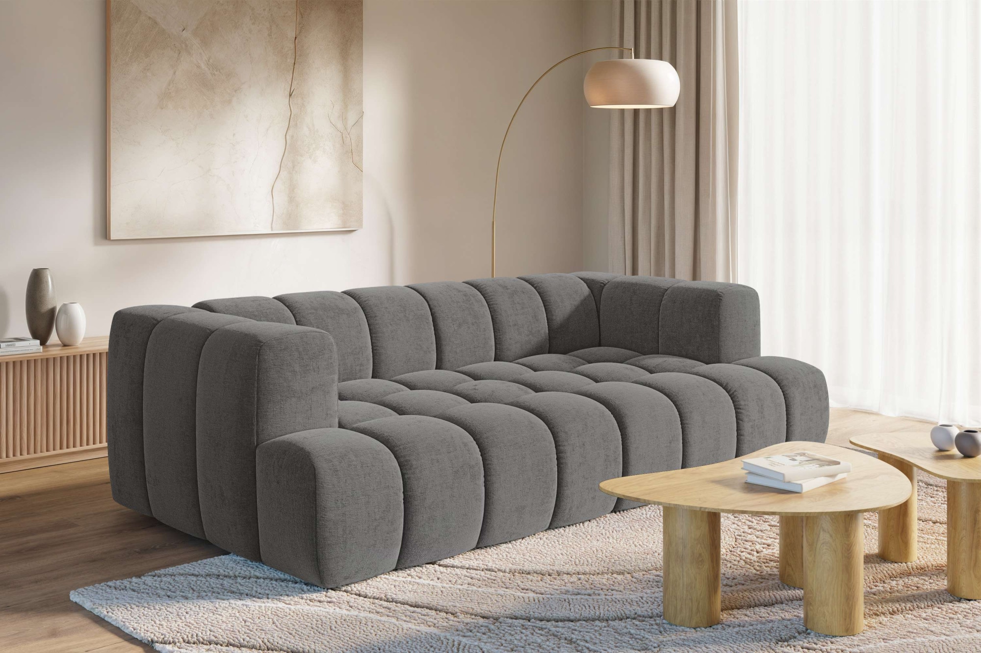 homsy by Ana Johnson Big-Sofa »»XL« BOUBELLE Design-Sofa extra tief, Bubble-Optik, Breite 246 cm« 4-Sitzer mit Wellenunterfederung, XL Sitztiefe 100 cm