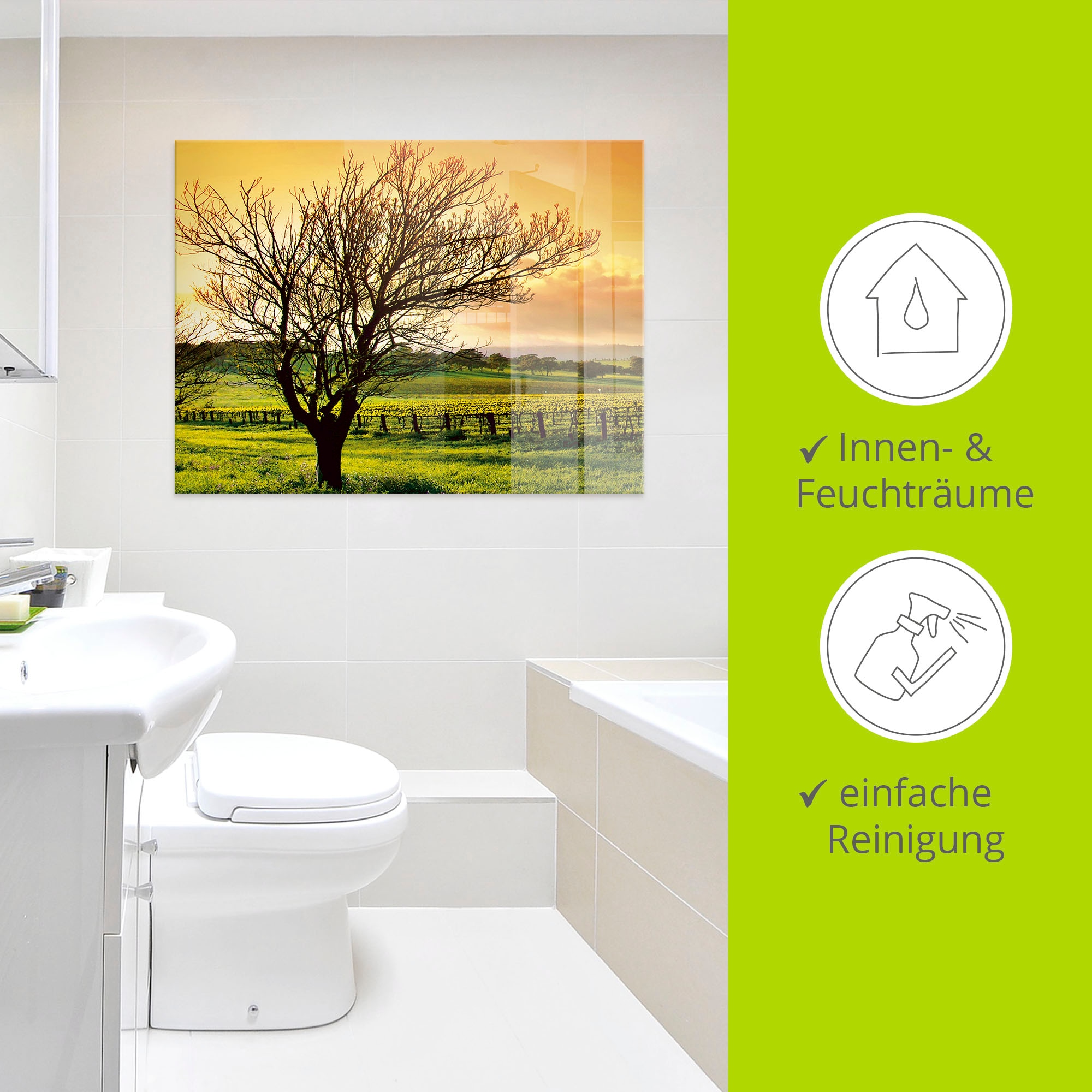 Artland Glasbild »Landschaft mit Weinbergen« Felder 1 Stk. tlg. in verschiedenen Grössen