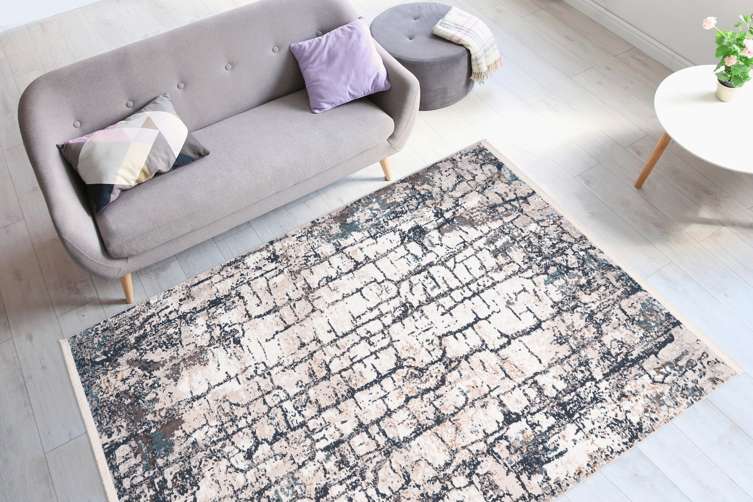 me gusta Teppich »Akropolis 125« rechteckig 12 mm Höhe flacher Teppich mit Baumwollrücken, attraktiver Vintage-Look