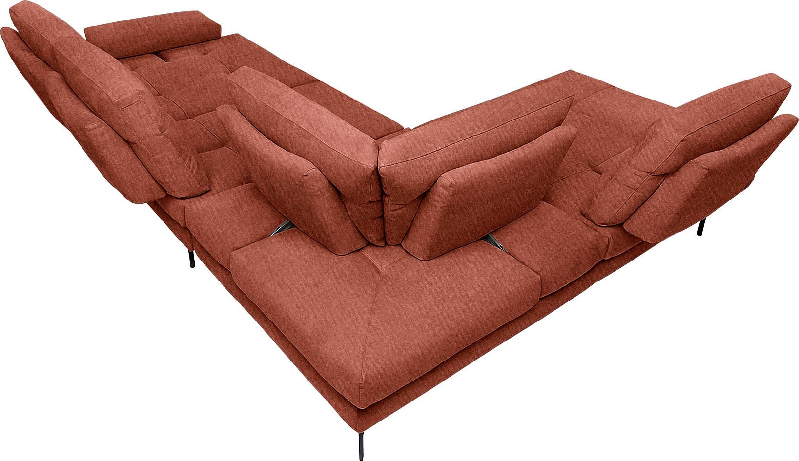 CALIA ITALIA Ecksofa »Toby Wing, B/T: 288/232 cm, Designsofa mit sensationellem Sitzkomfort« L-Form, Sitztiefenverstellung, funktionale Ecke, Füsse in schwarz matt