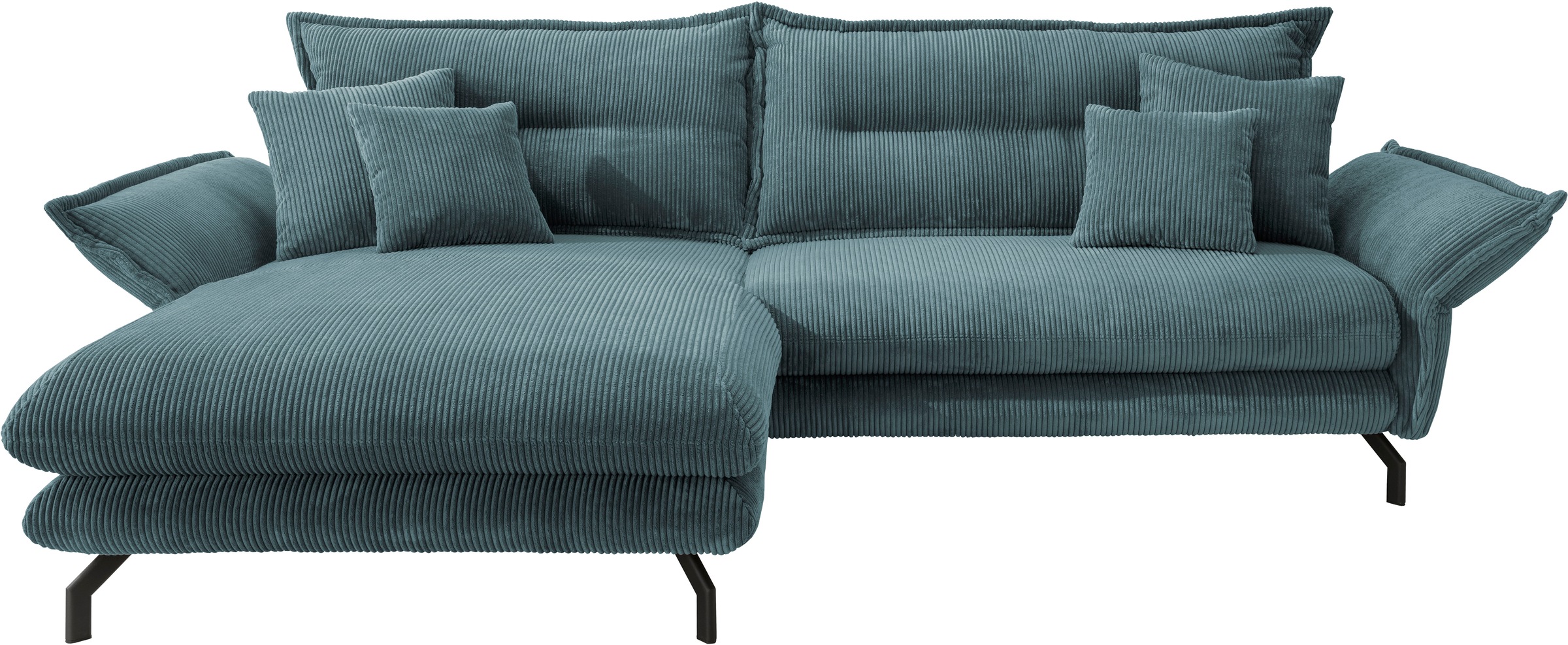 Home affaire Ecksofa »Lazio modern und bequem, schmale Armlehnen, tolle Detailverarbeitung« zwei verschiedene Fussfarben wählbar