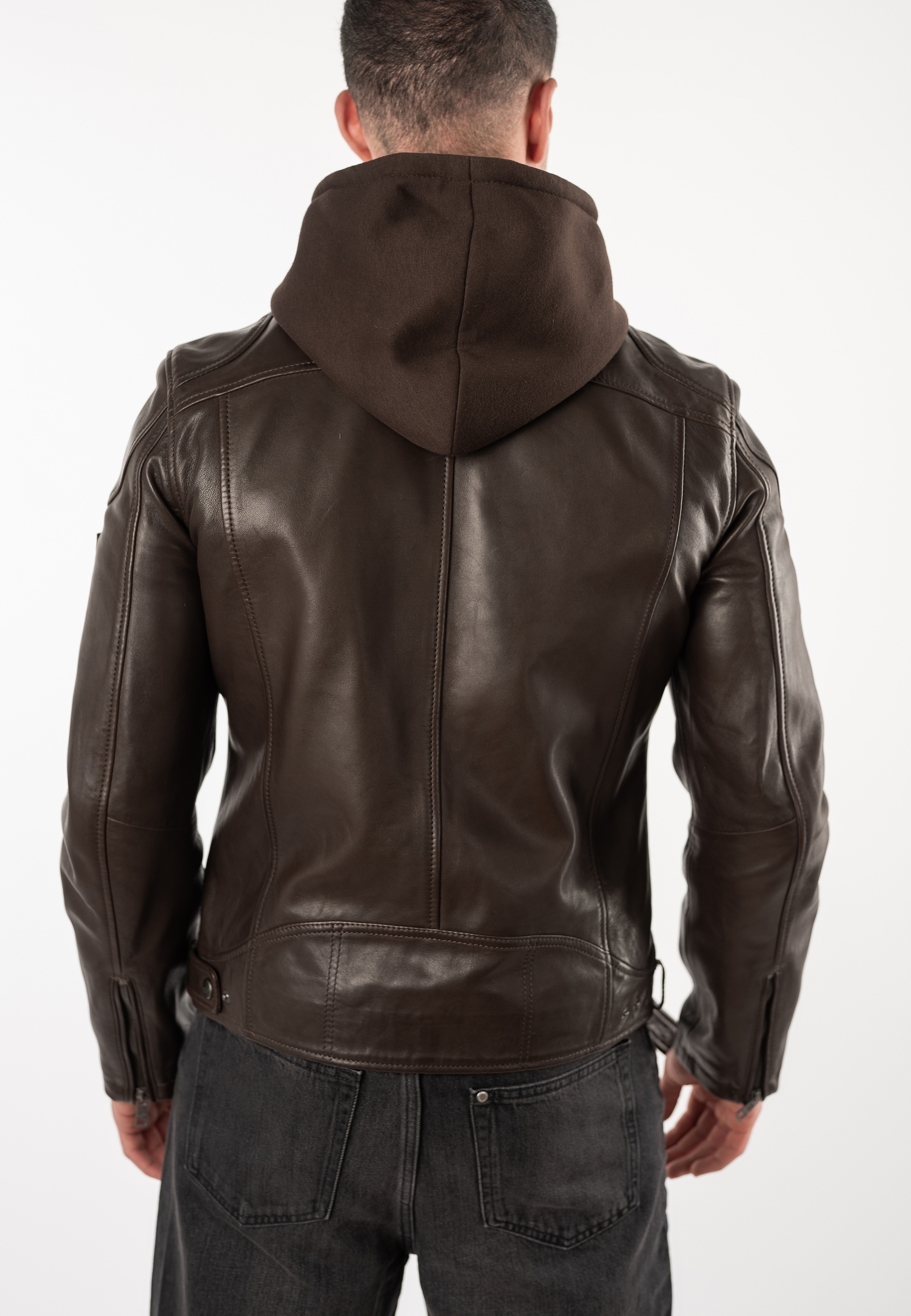 Mauritius Veste en cuir »MMBoky« avec capuche mit Kapuze & betonter Schulterpartie