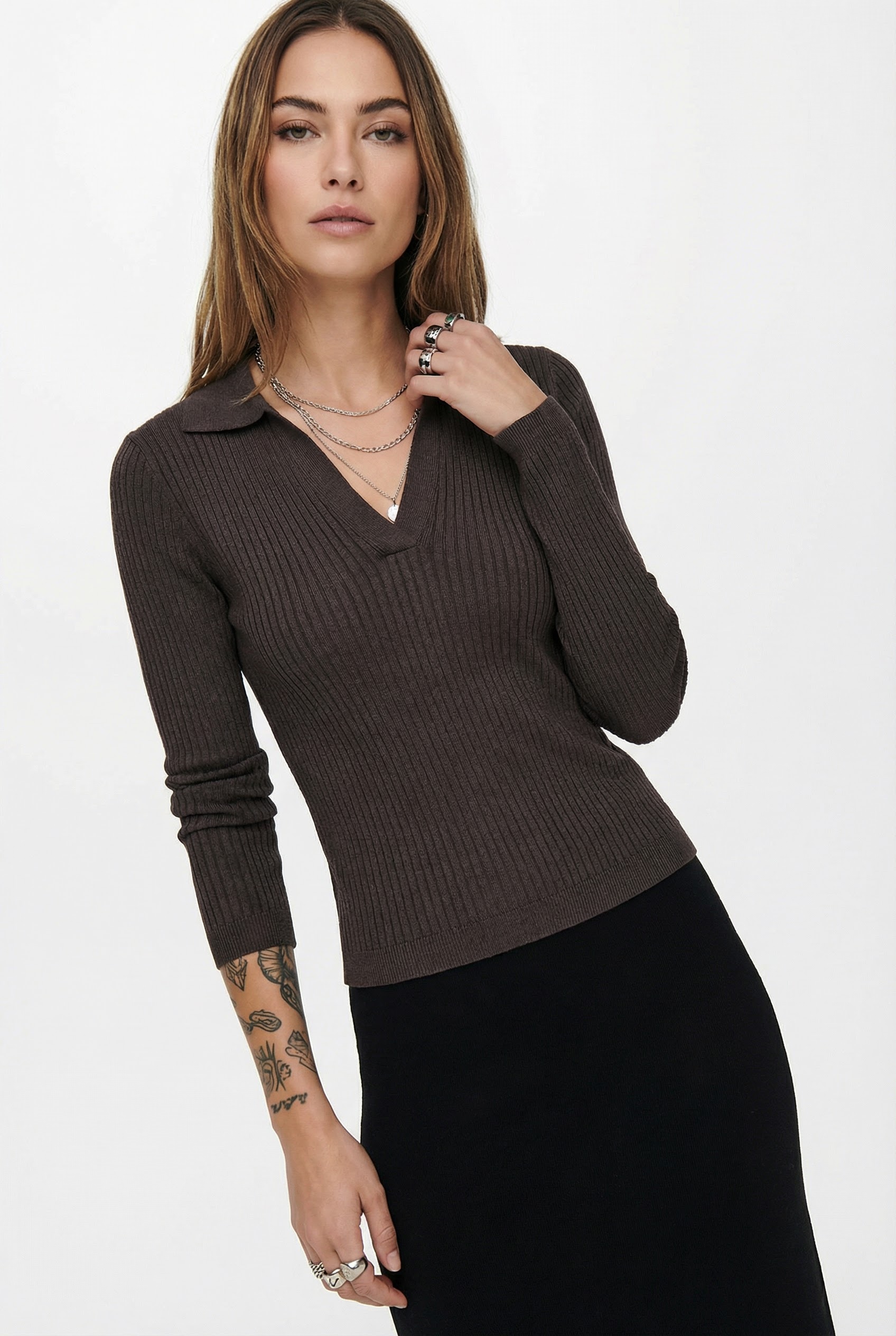 ONLY Polokragenpullover »ONLKAYA LS POLO PULLOVER EX KNT« Rippstrick