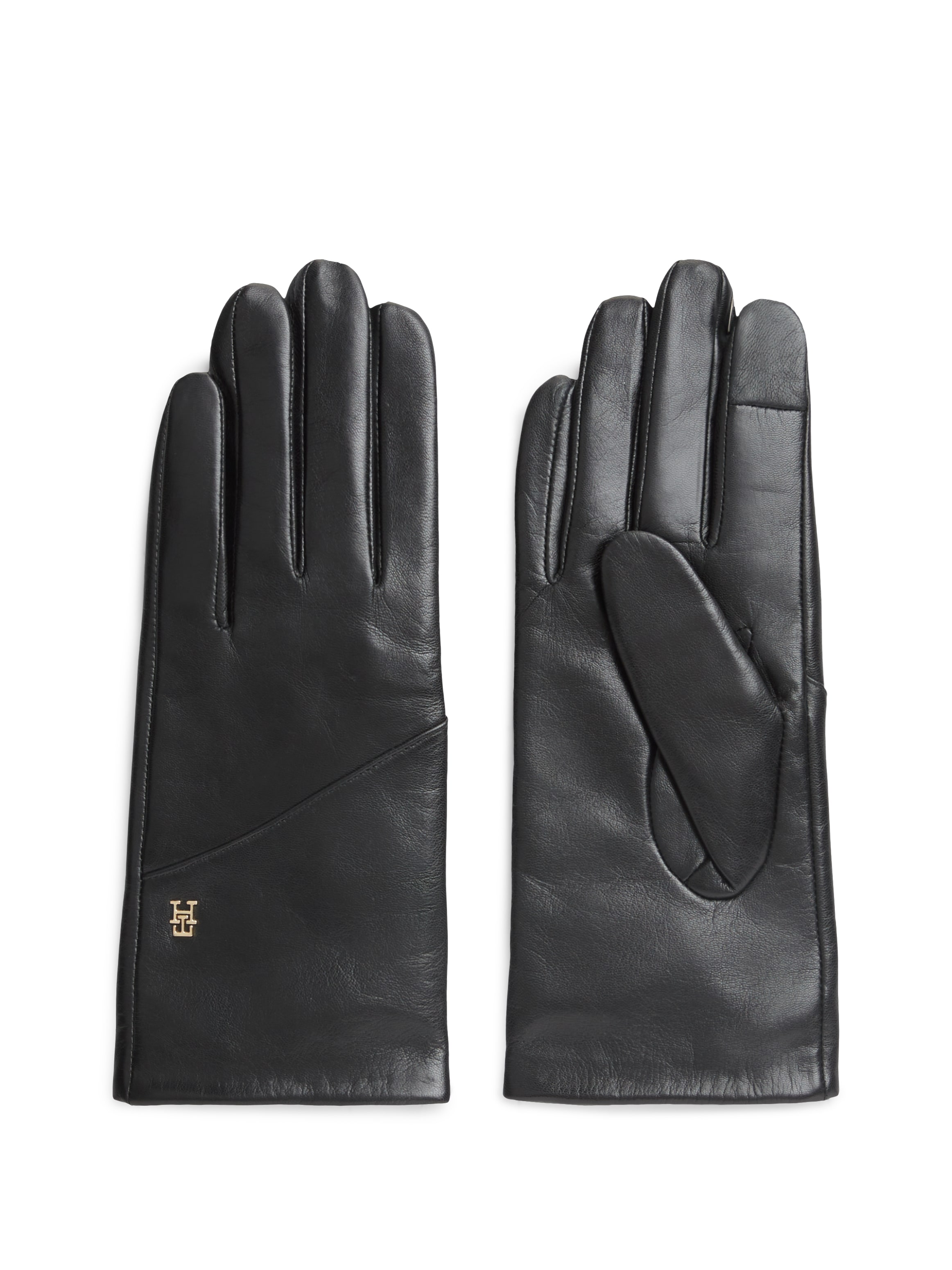 Tommy Hilfiger Gants en cuir »ELEVATED CHIC LEATHER GLOVES« coupe régulière avec logo de la marque