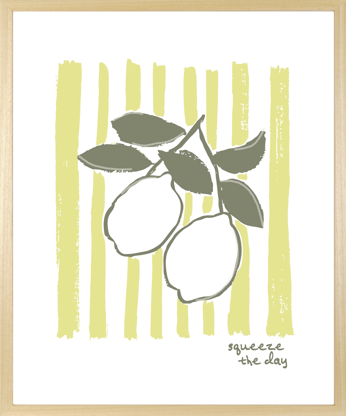 s.Oliver Impression d'art »Zitronen "Squeeze the day"« Art | Fruits | Images de fruits | Lettrage | Lettrages 1 cuis tlg. encadré, cadre en bois, bois massif