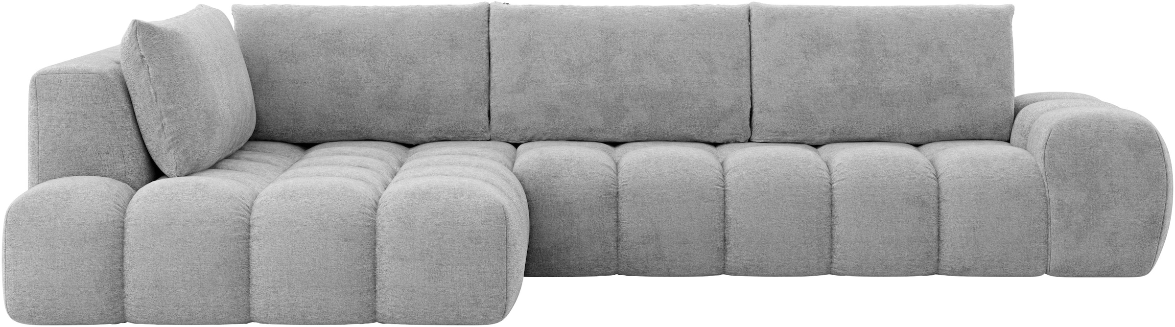 GOODproduct Ecksofa »AZITA L-Form, XXL 352 cm Designsofa in Bubble-Opitk« lose Rückenkissen, traumhafte Steppung