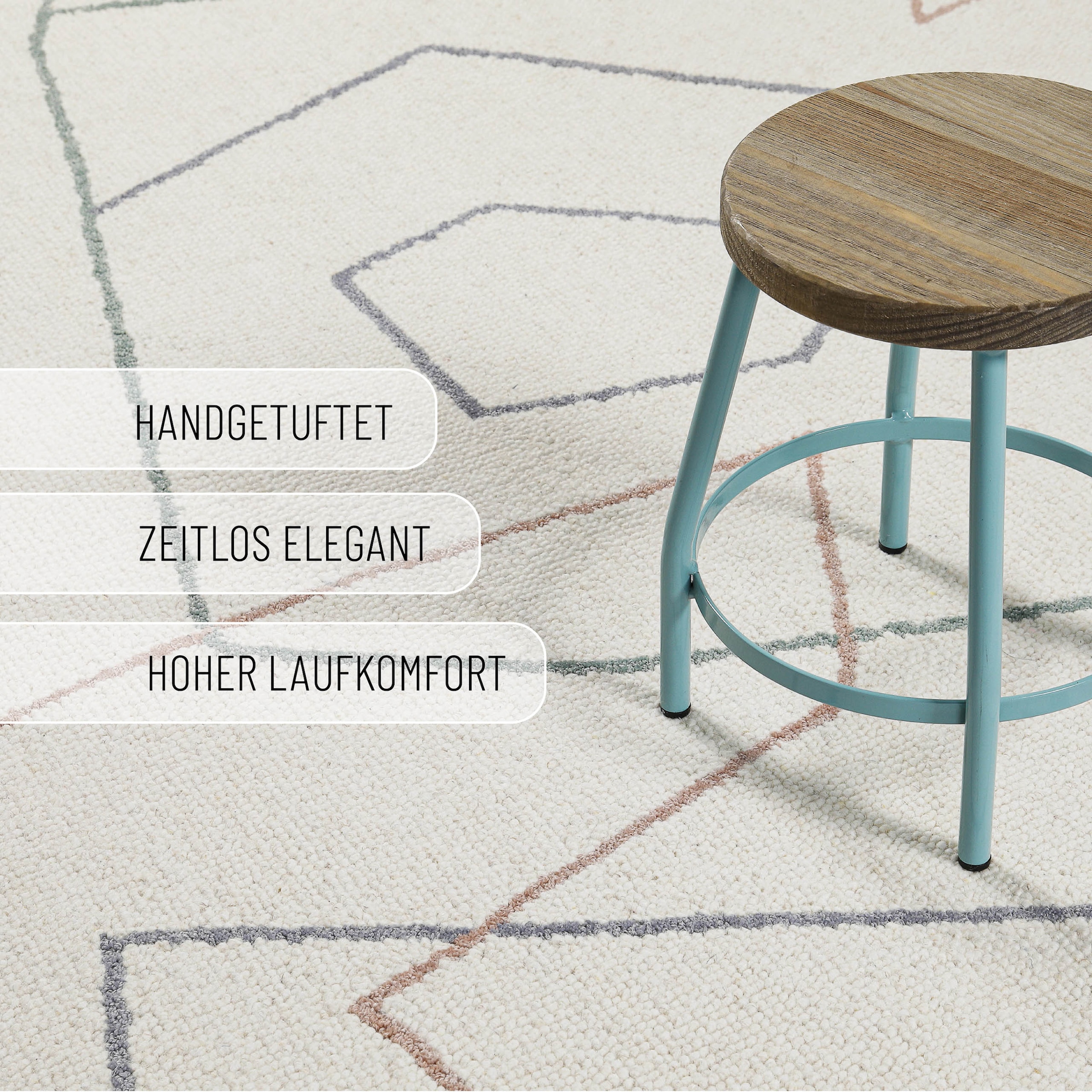 Wecon home Teppich »Nox« rund 6 mm Höhe Wollteppich, abstrakt, hochwertig, handgetuftet, robust, modern