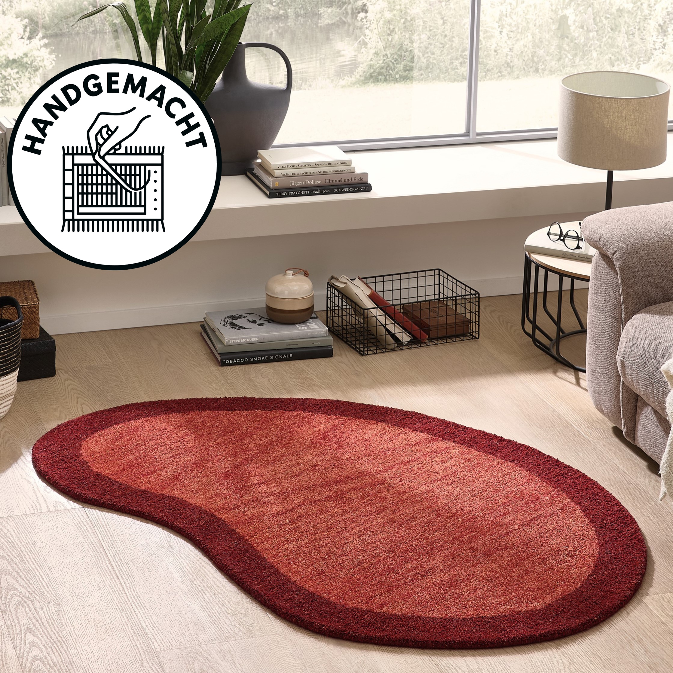 THEKO Tapis en laine »Gabbeh Super, Handweb, Teppich, Bordüre, reine Wolle« ovale 9 mm Höhe Schlafzimmer, Wohnzimmer, Esszimmer, auch als Läufer, eckig oder rund