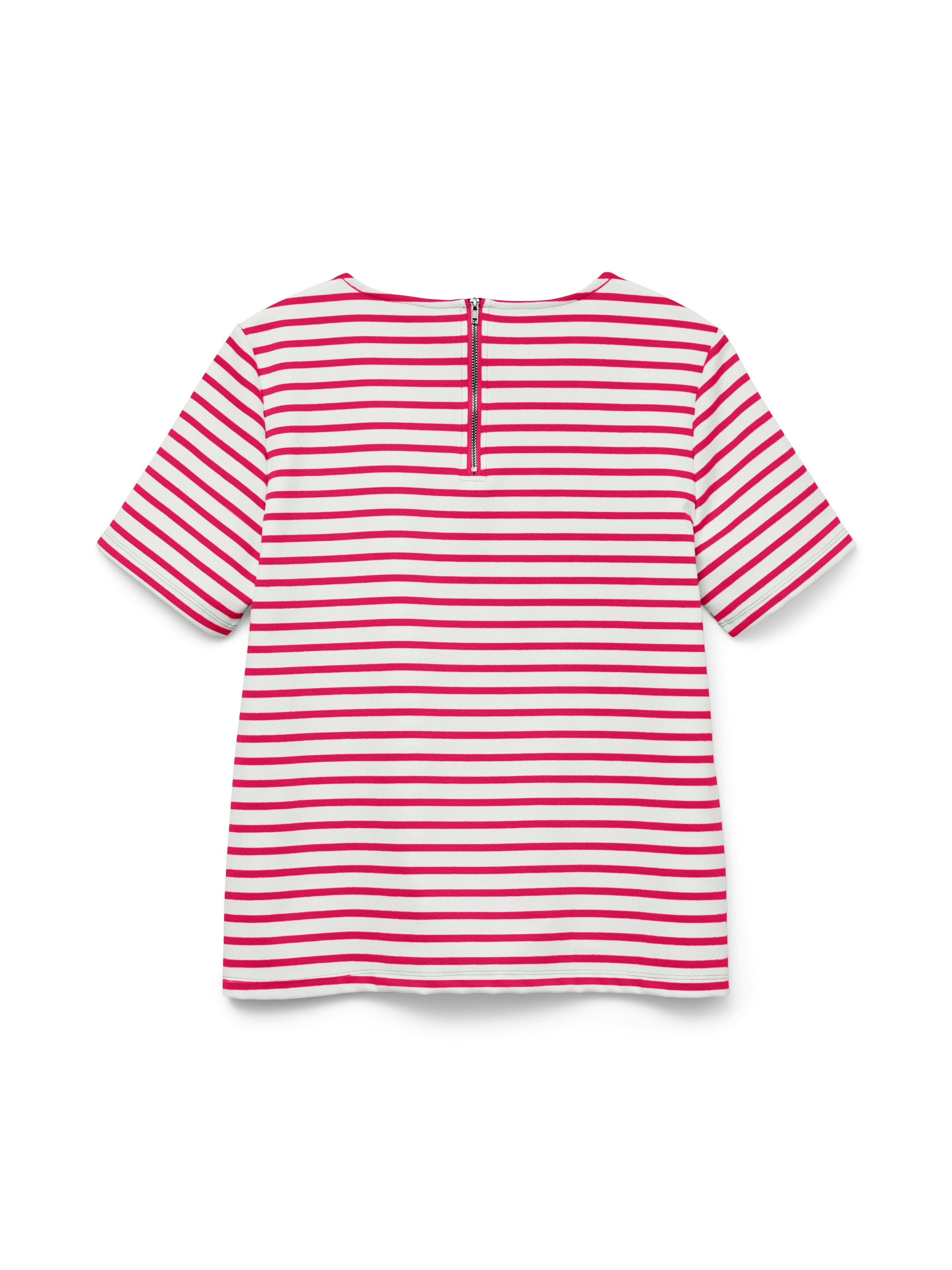 Vero Moda Shirt à col rond »VMABBY SS ZIP TOP JRS NOOS« Materialmix, regular fit