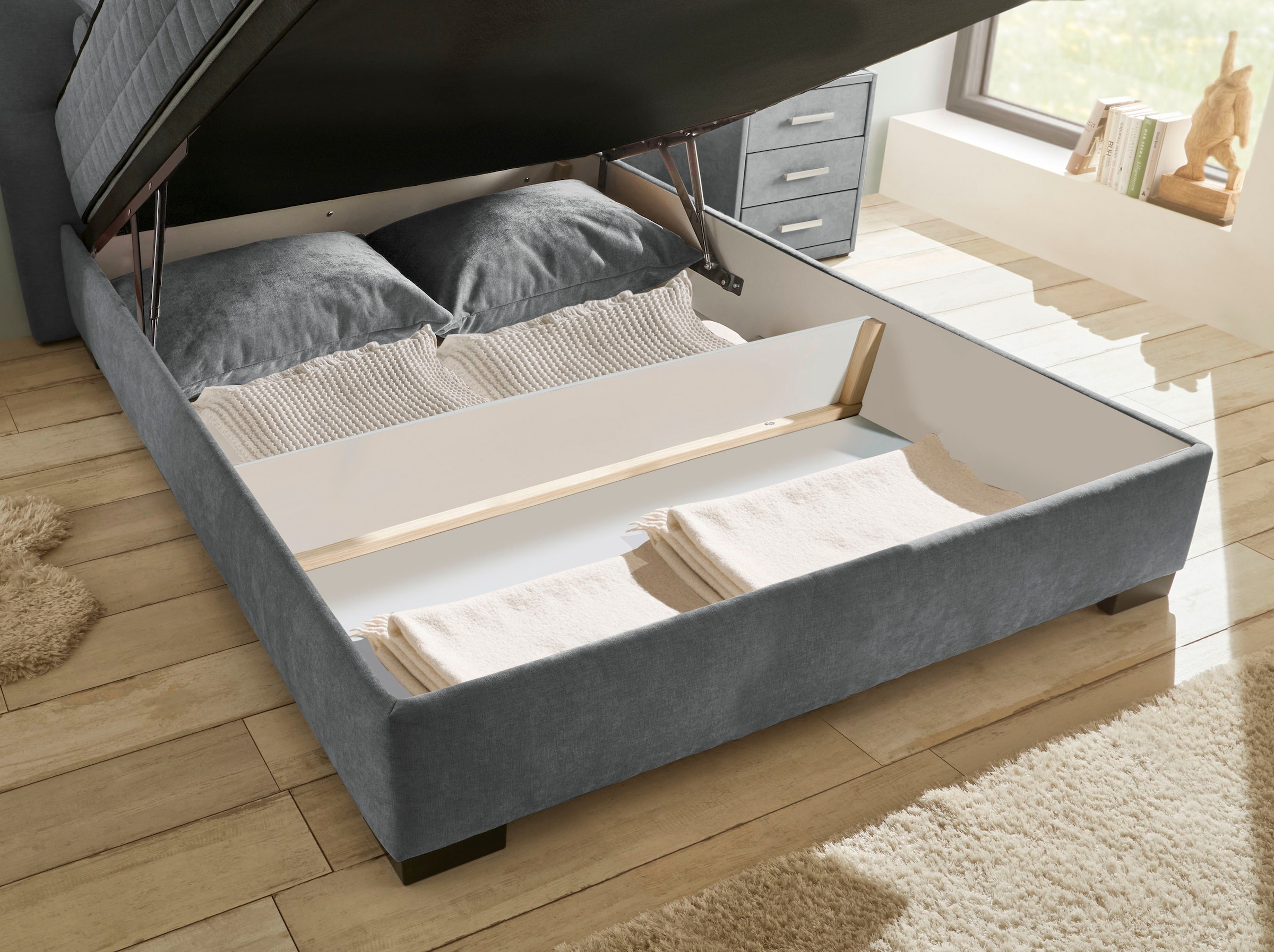 ED EXCITING DESIGN Lit de boxe »Nagol« avec coffre de lit, avec matelas réversible, disponible en différentes largeurs