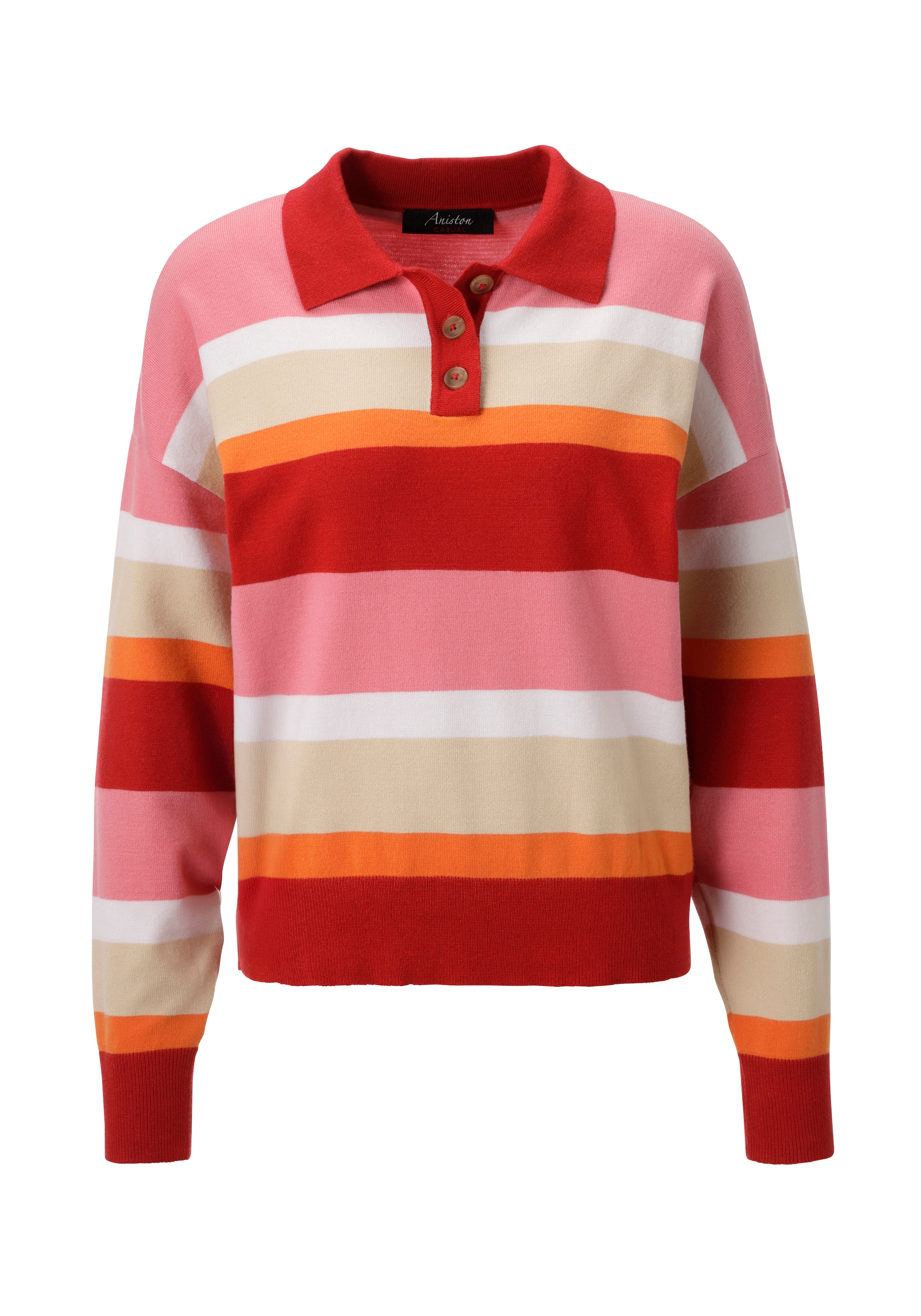 Aniston CASUAL Pull en tricot mit Polokragen und kurzer Knopfleiste - NEUE KOLLEKTION