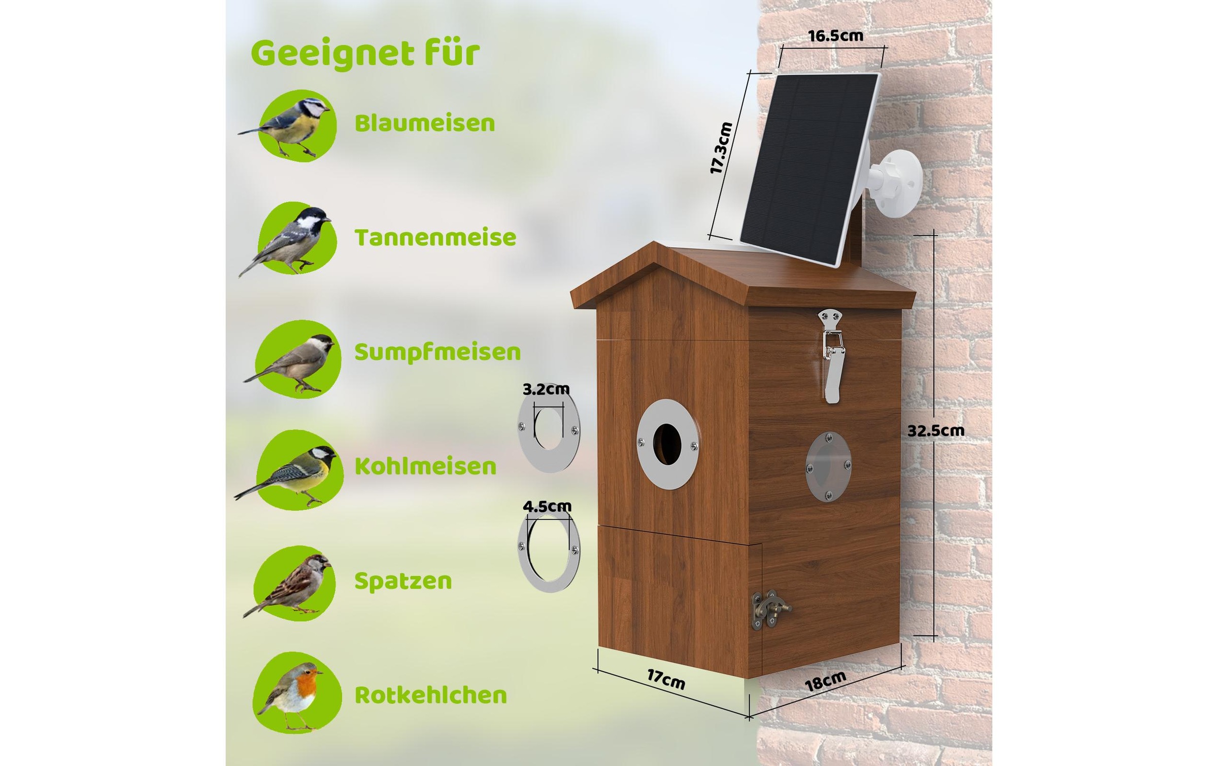   Nistkasten »Sanilu Vogel mit Kamera und Solarpanel«