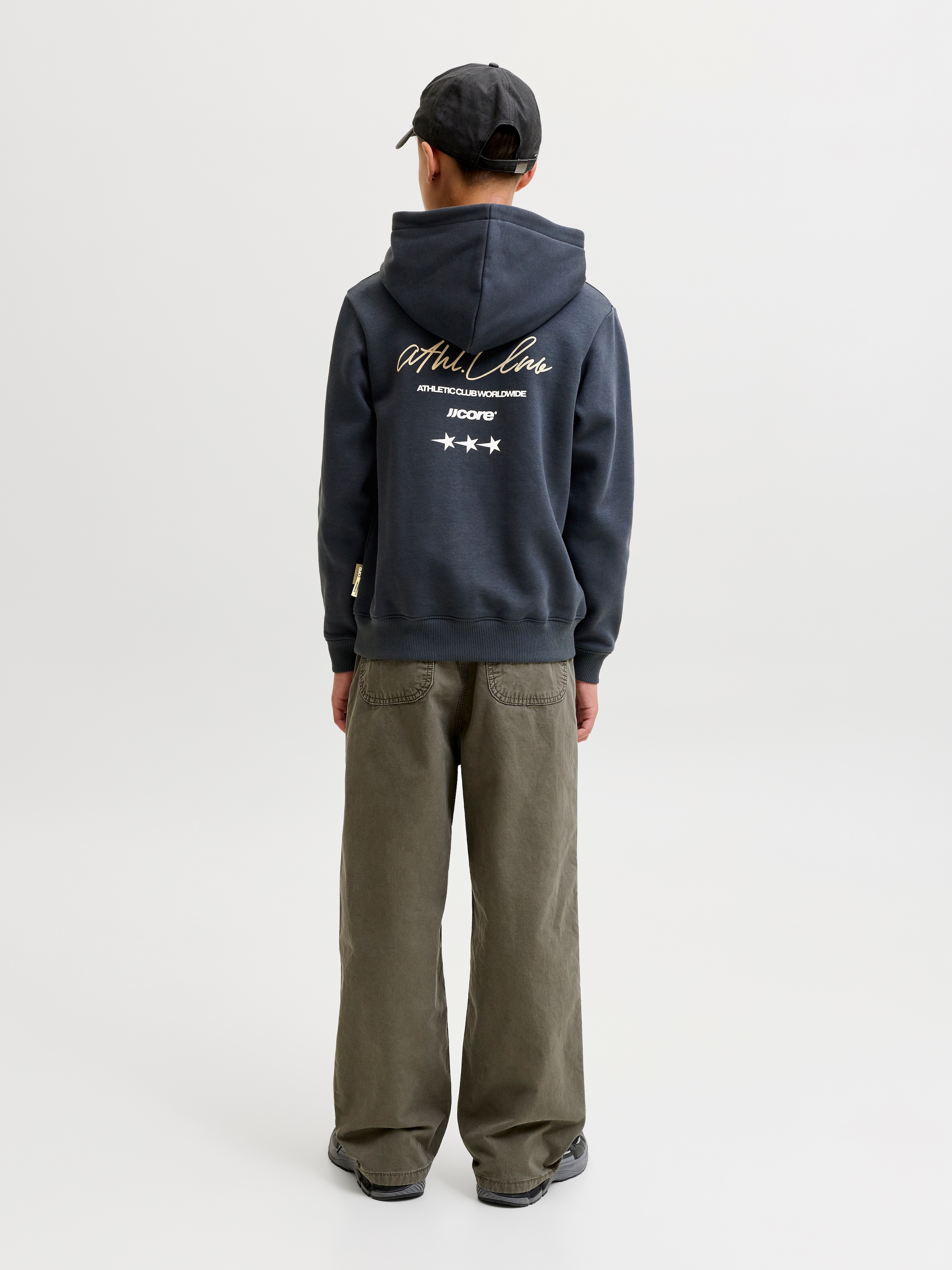 Jack & Jones Junior Kapuzensweatshirt »JCOCLUB BACK SCRIPT SWEAT HOOD SN JNR«, Baumwollmischung, locker geschnitten
