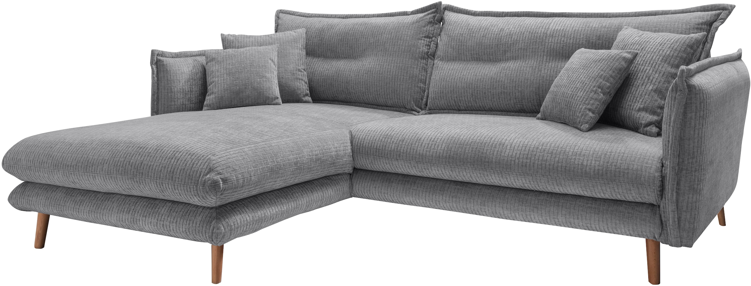 INOSIGN Ecksofa »Lazio modern und bequem, schmale Armlehnen, tolle Detailverarbeitung« zwei verschiedene Fussfarben wählbar