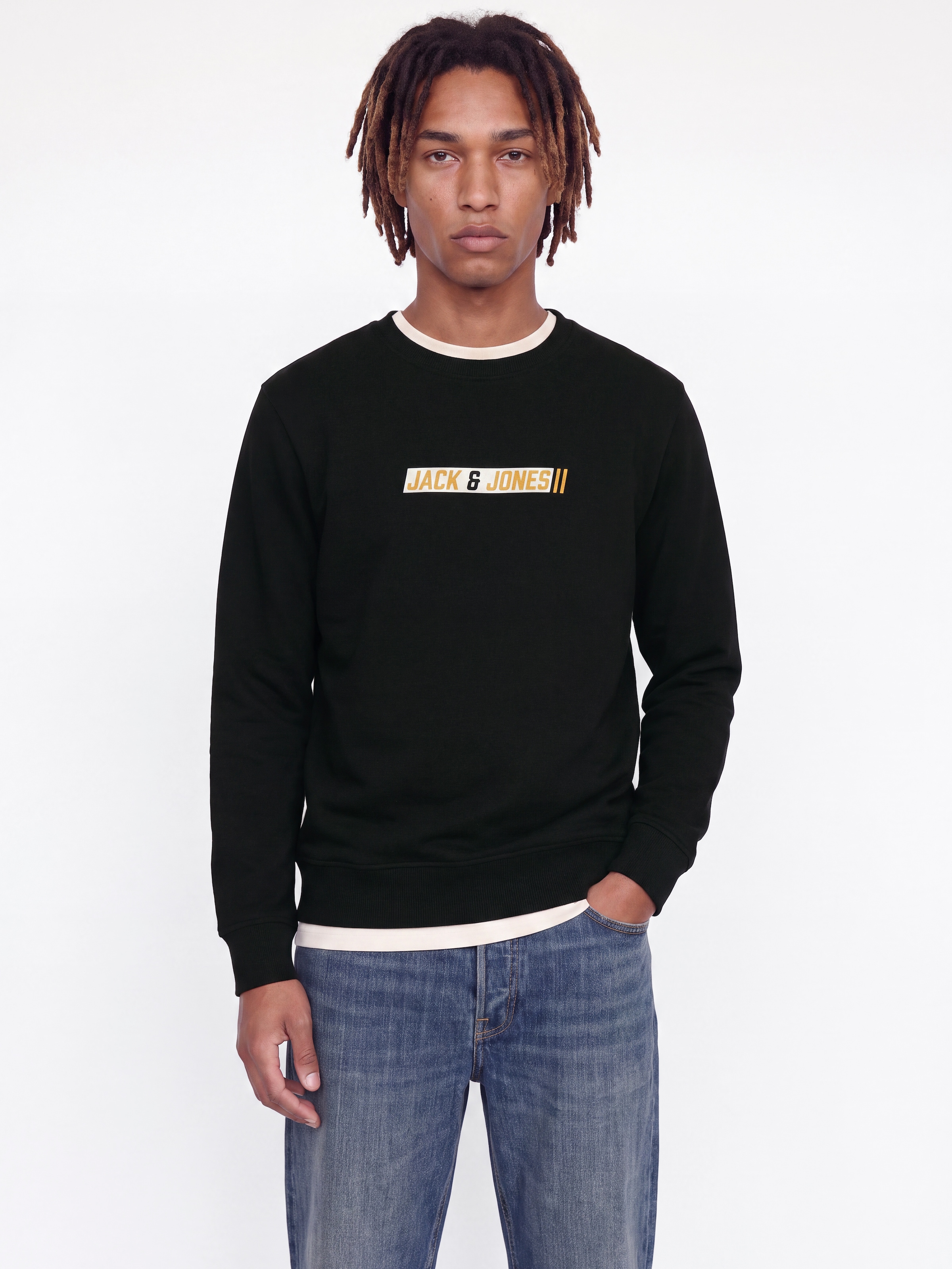 Jack & Jones Sweatshirt »JJMUNK SWEAT CREW NECK«, Materialmix, normal geschnitten
