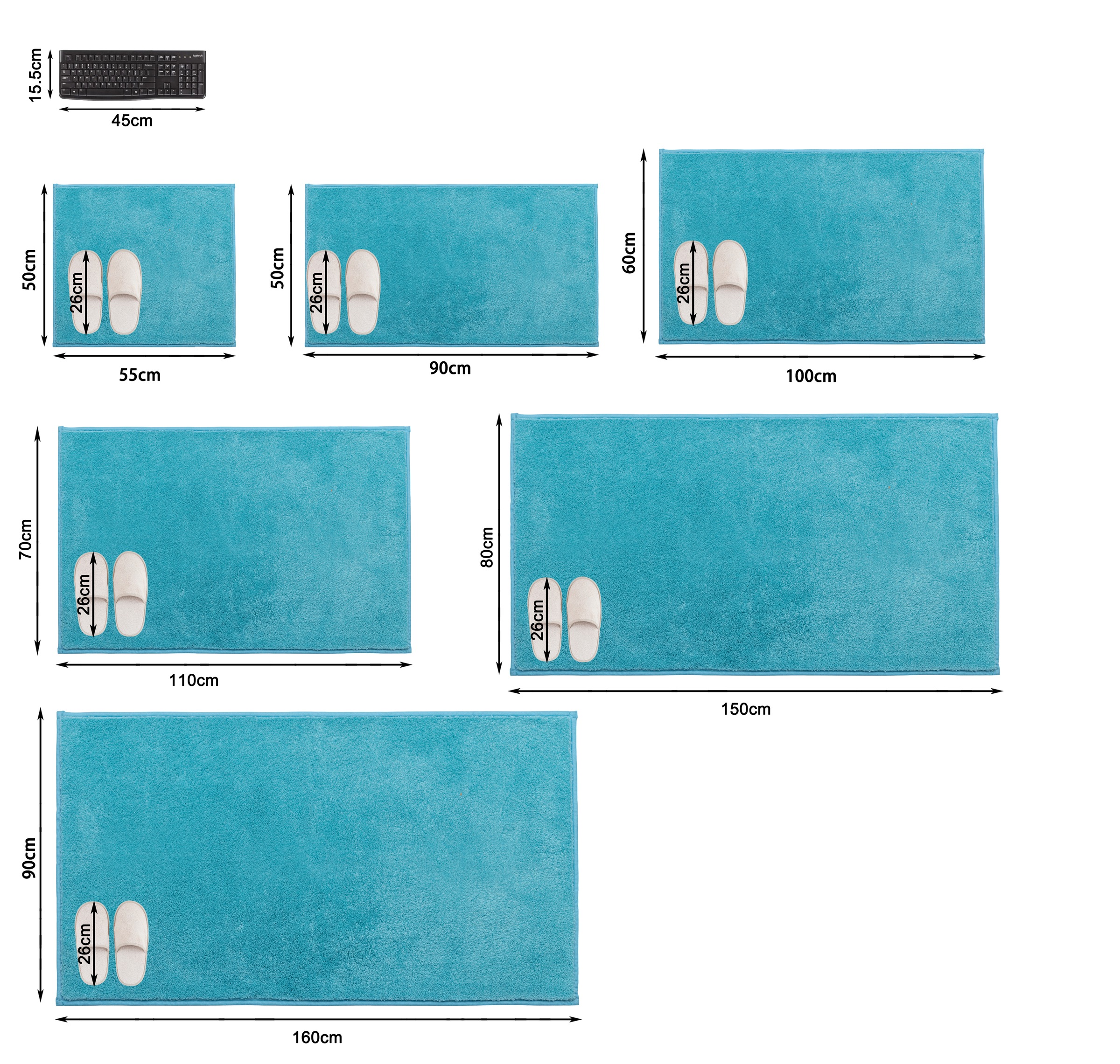 GOODproduct Tapis de bain »Cali, Badvorleger, Badezimmer Teppich, Duschvorleger« Höhe 10 mm revêtement antidérapant Séchage rapide | compatible chauffage au sol doux, couleurs unies, disponible aussi en tapis