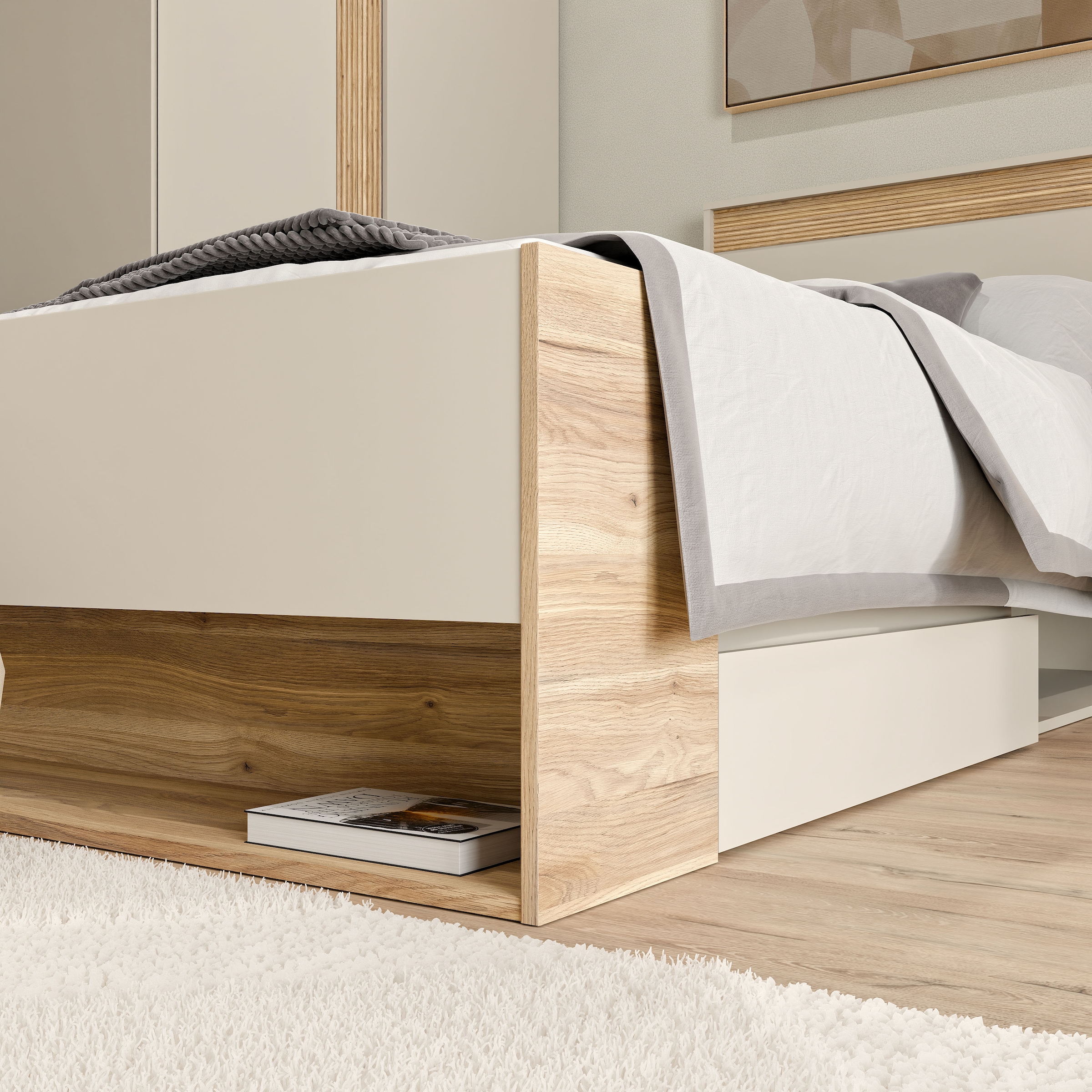 FORTE Lit de rangement avec tiroir, disponible en 2 tailles
