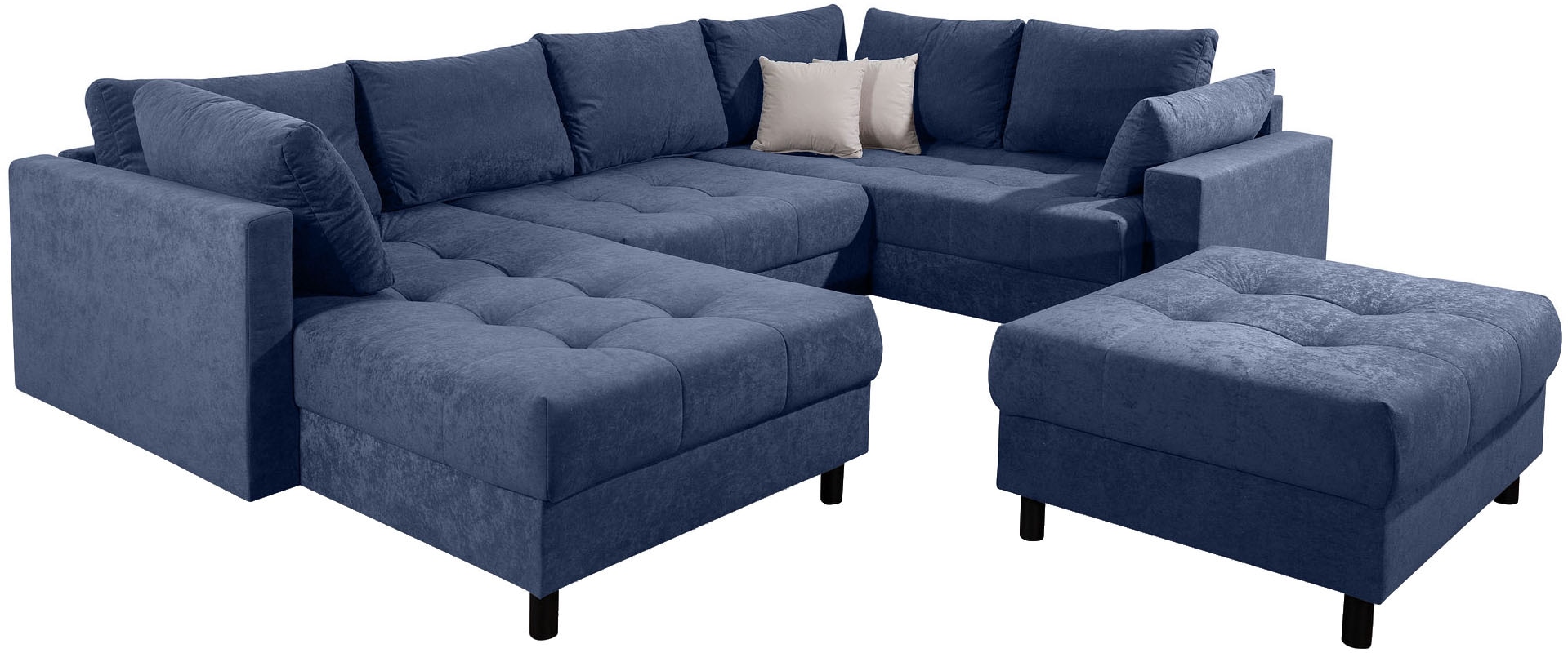 COLLECTION AB Paysage de salon »Toni U-Form mit Armlehne« inkl. Hocker und Zierkissen in abgesetzter Farbe, mit Bonnelfederkern